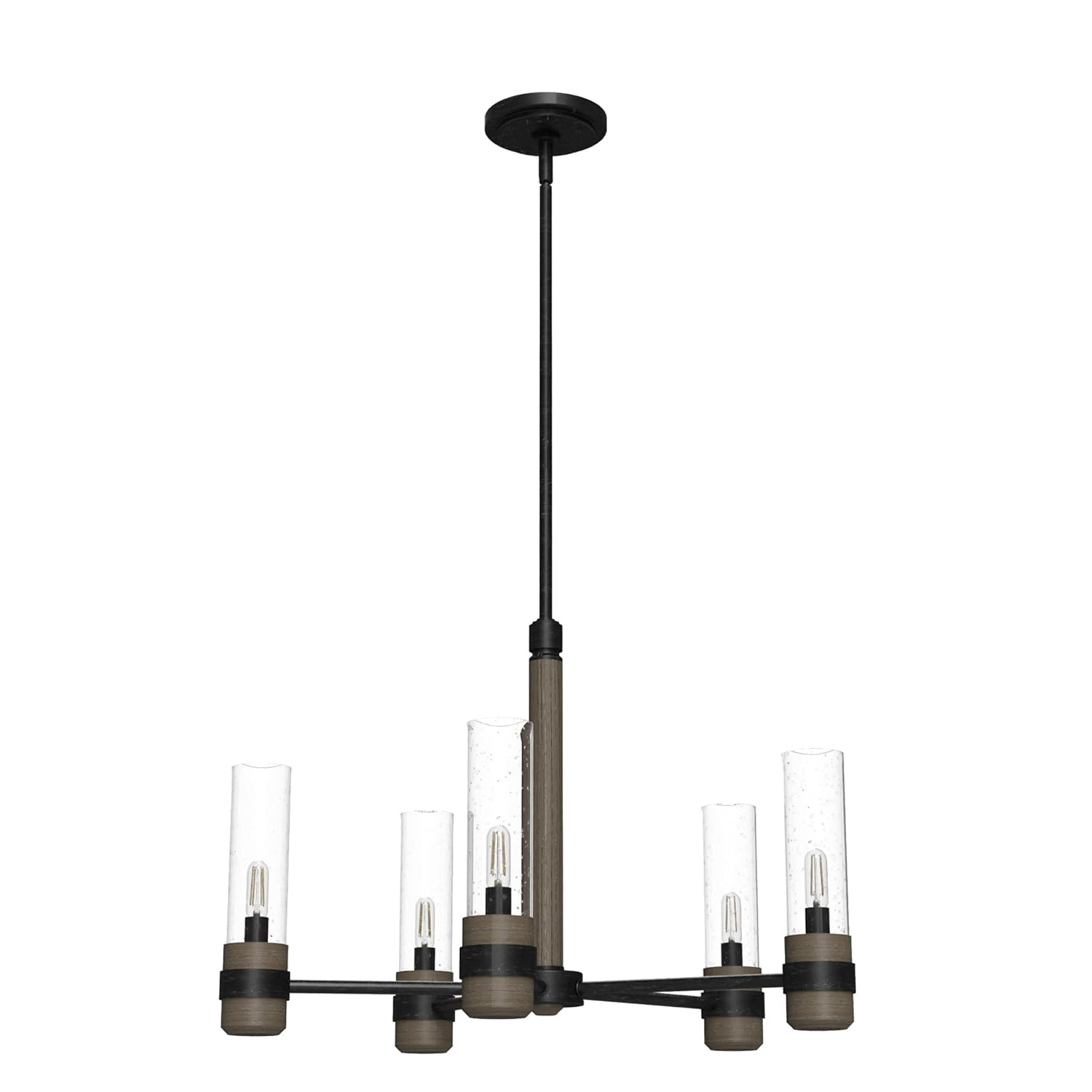 Hunter - River Mill 5-light Rustic Iron, Large Chandelier, Dimmable, Rustic Style, Candle Shaped, for Bedrooms, Kitchens, Dining, Living Rooms - 19474