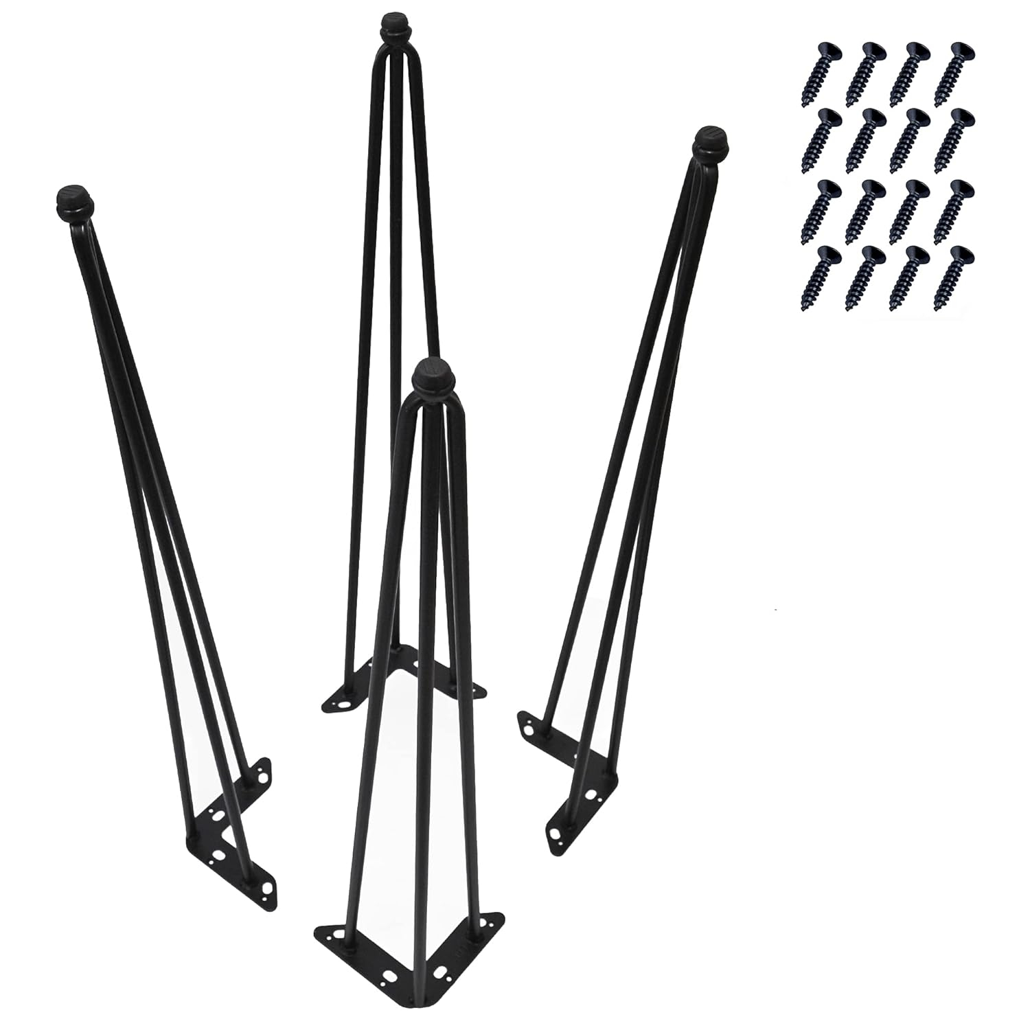 Home Soft Things Hairpin Metal Table Legs 30 Inch Legs for Furniture Coffee Bench Dining End Industrial Table Desk Set of 4 with Screws Adjustable Cushion Black Floor Protectors, 30"