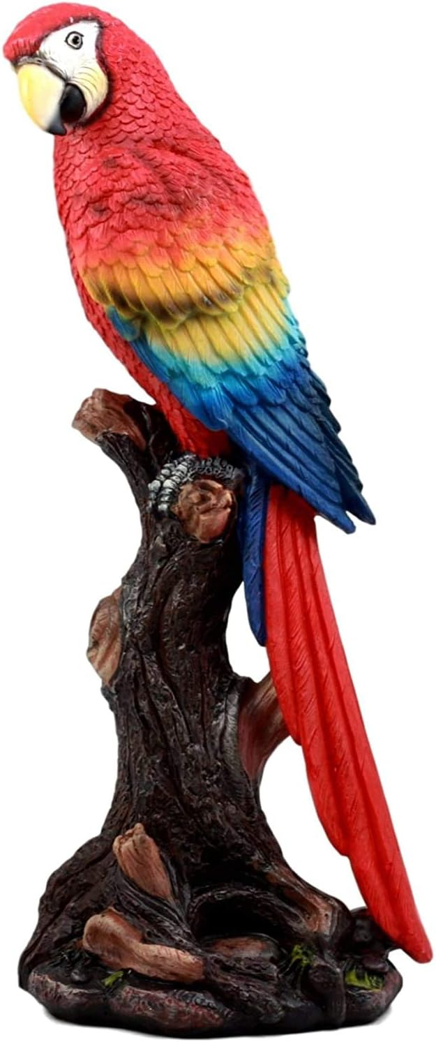 Ebros Gift Tropical Rainforest Red Scarlet Macaw Parrot 13.75 inch Garden Statue