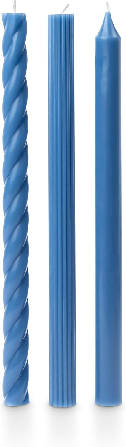 Assorted Blue Soy Taper Candles Set of Three