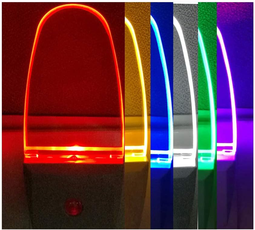 GREENIC 2 Pack Multicolor Night Lights, 7 Color Cycle, Plug in, Auto on Off, 0.5w LED Nightlight
