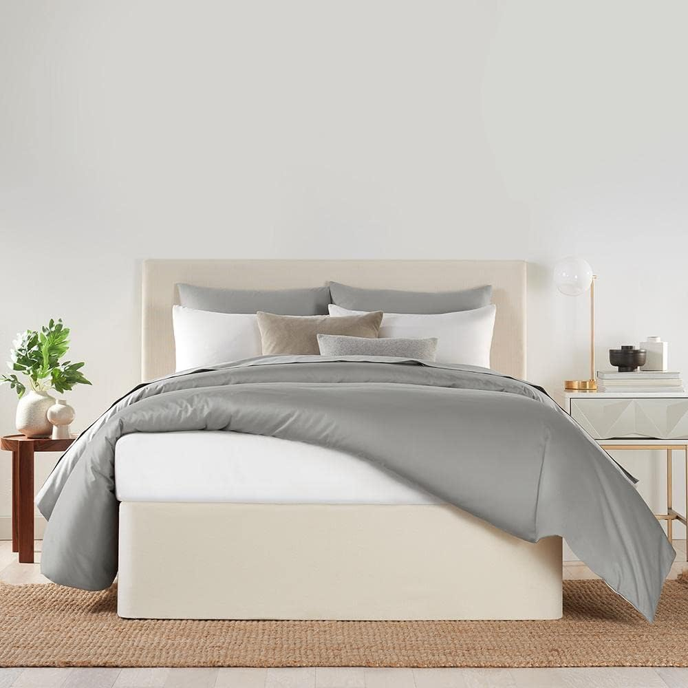 Drevy Circa Bed Wrap, Modern Bed Skirt Alternative with Bamboo , Ivory, Queen