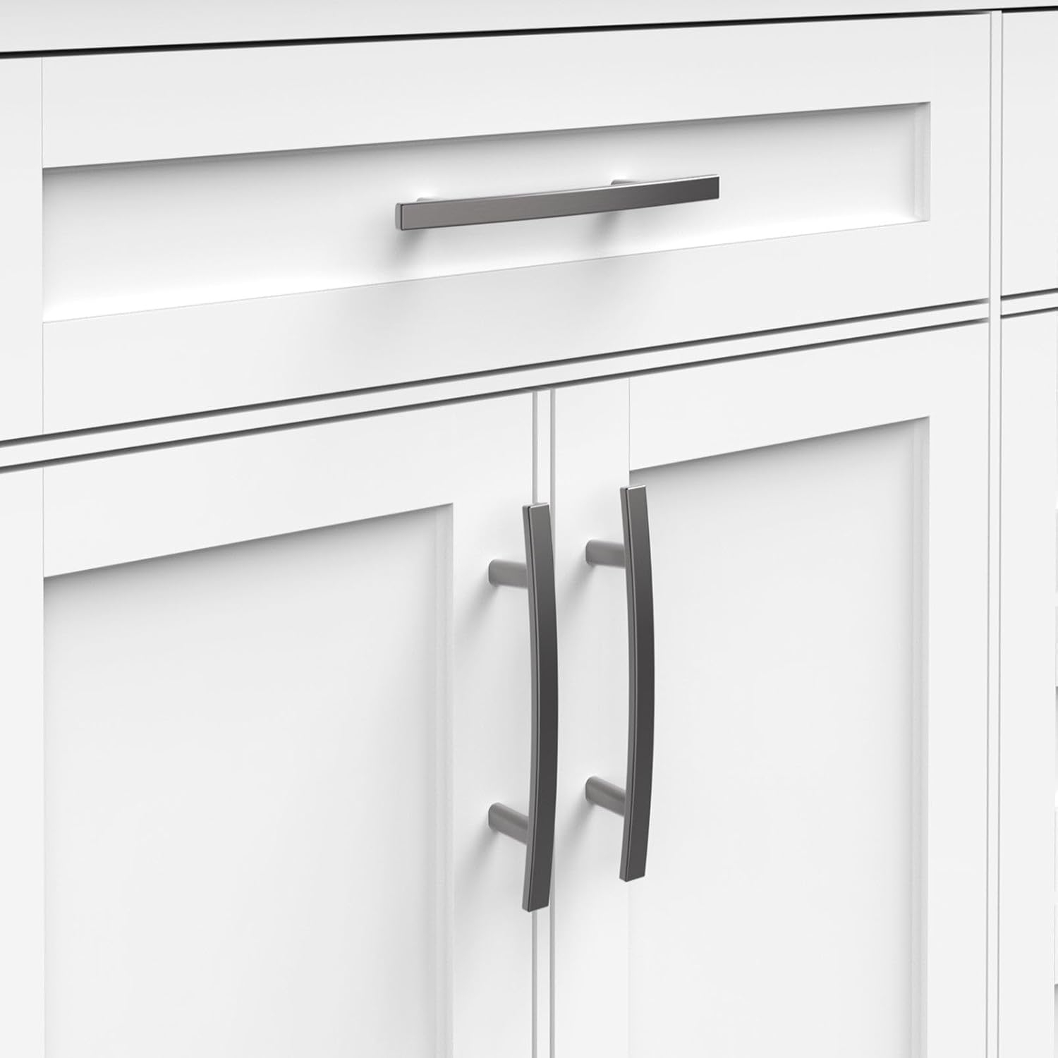 Pewter Arch Handles Antique Silver Curved Cabinet Pulls