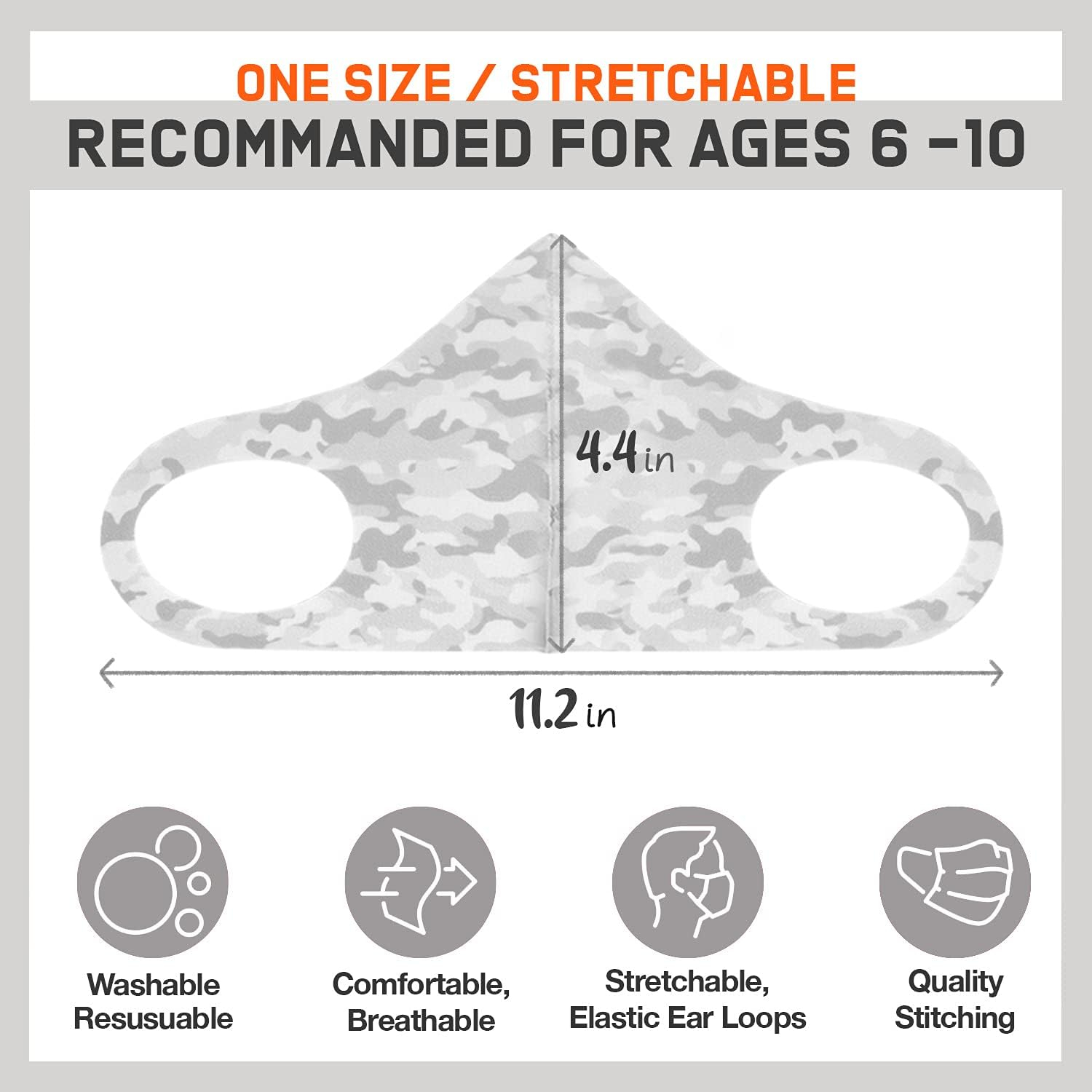 CBC Crown Unisex Children's 12 Pack Camouflage Print Reusable Cloth Face Mask