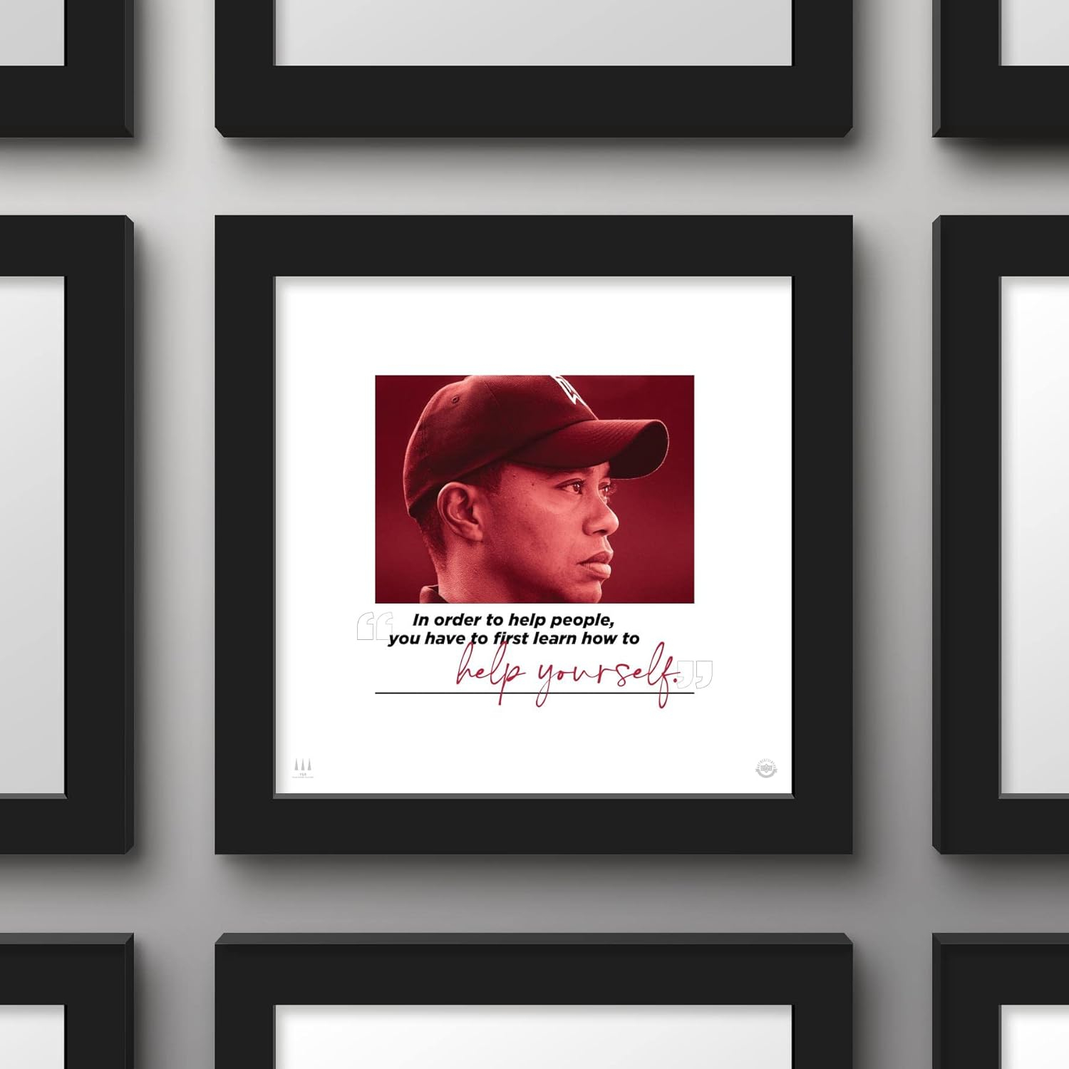 Gallery Pops Tiger Woods - Quote Help Yourself Wall Art, Black Framed Version, 12" x 12"