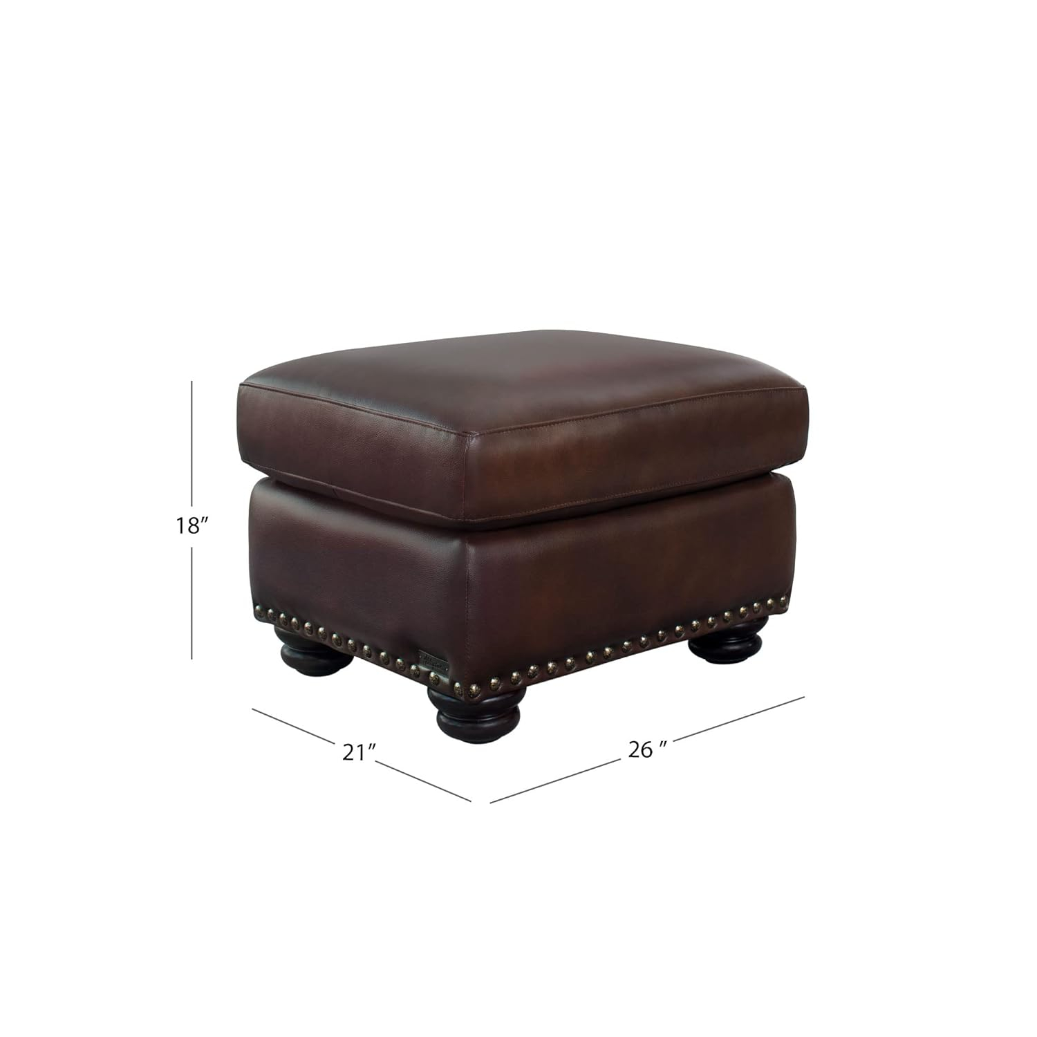 Abbyson Living Austin Leather Ottoman - Traditional Design, Nailhead Trim, Brown