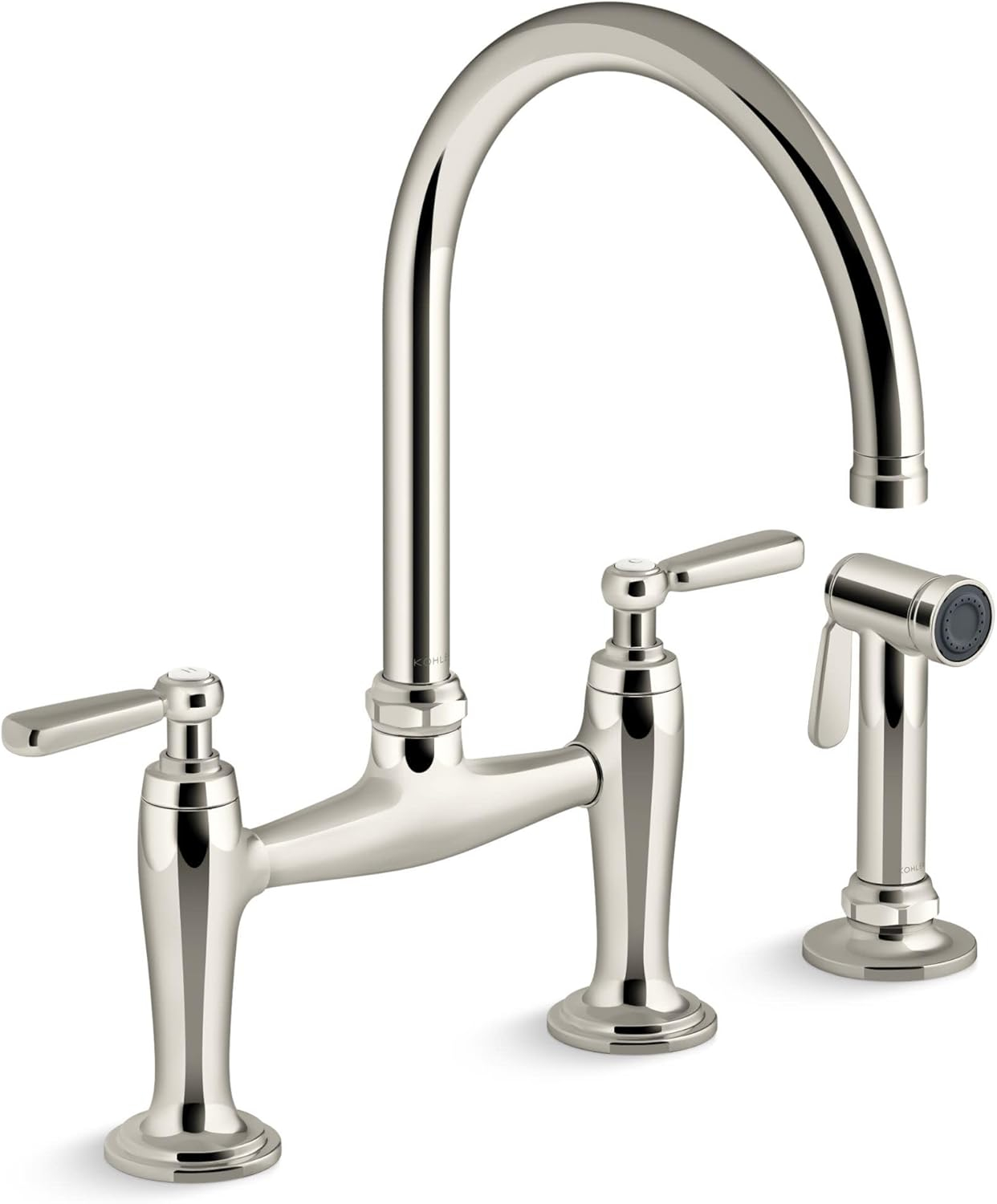 Edalyn by Studio McGee Two-Hole Bridge Kitchen Sink Faucet with Side Sprayer