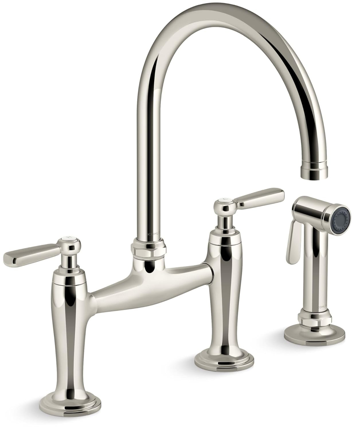 Edalyn by Studio McGee Two-Hole Bridge Kitchen Sink Faucet with Side Sprayer