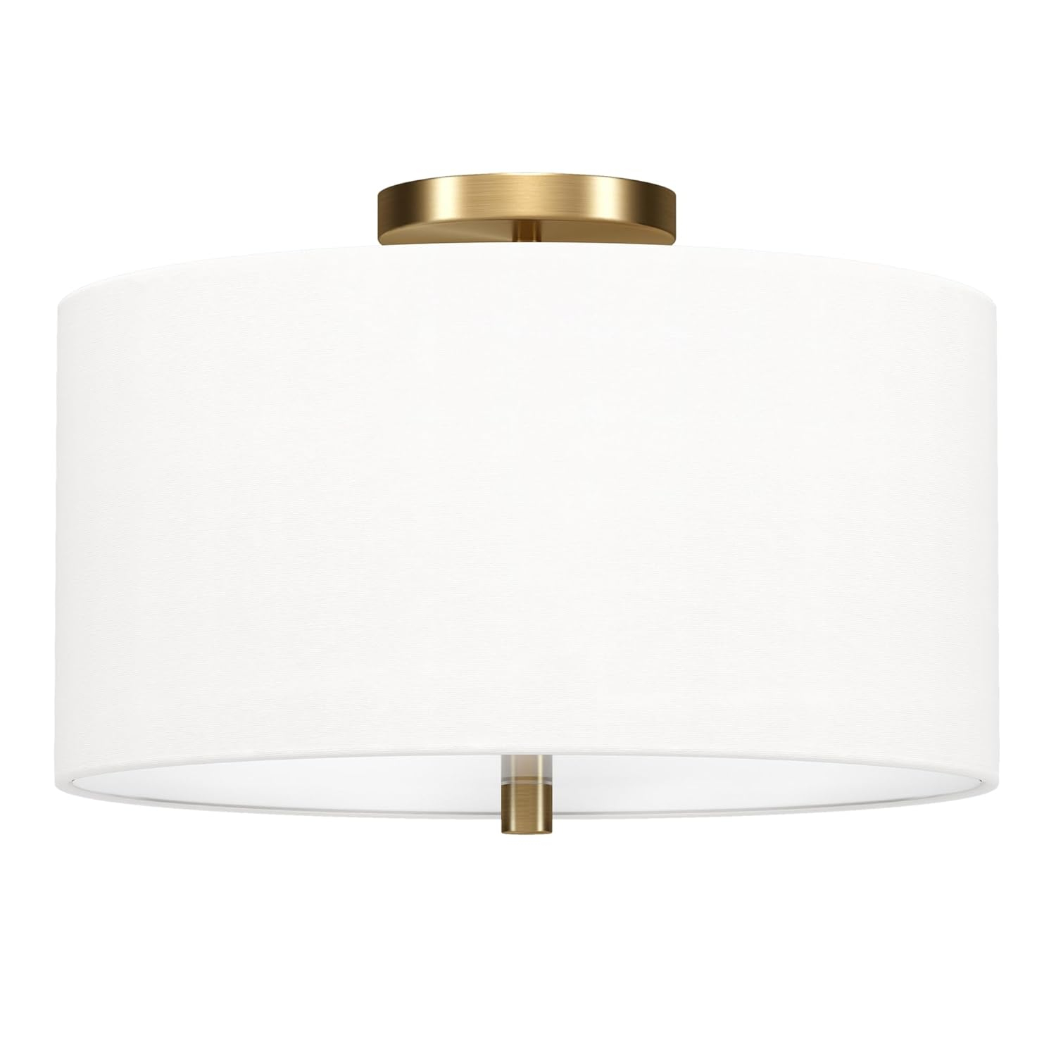 Evelyn&Zoe Ellis 16" Flush Mount with Fabric Shade in Brass/White