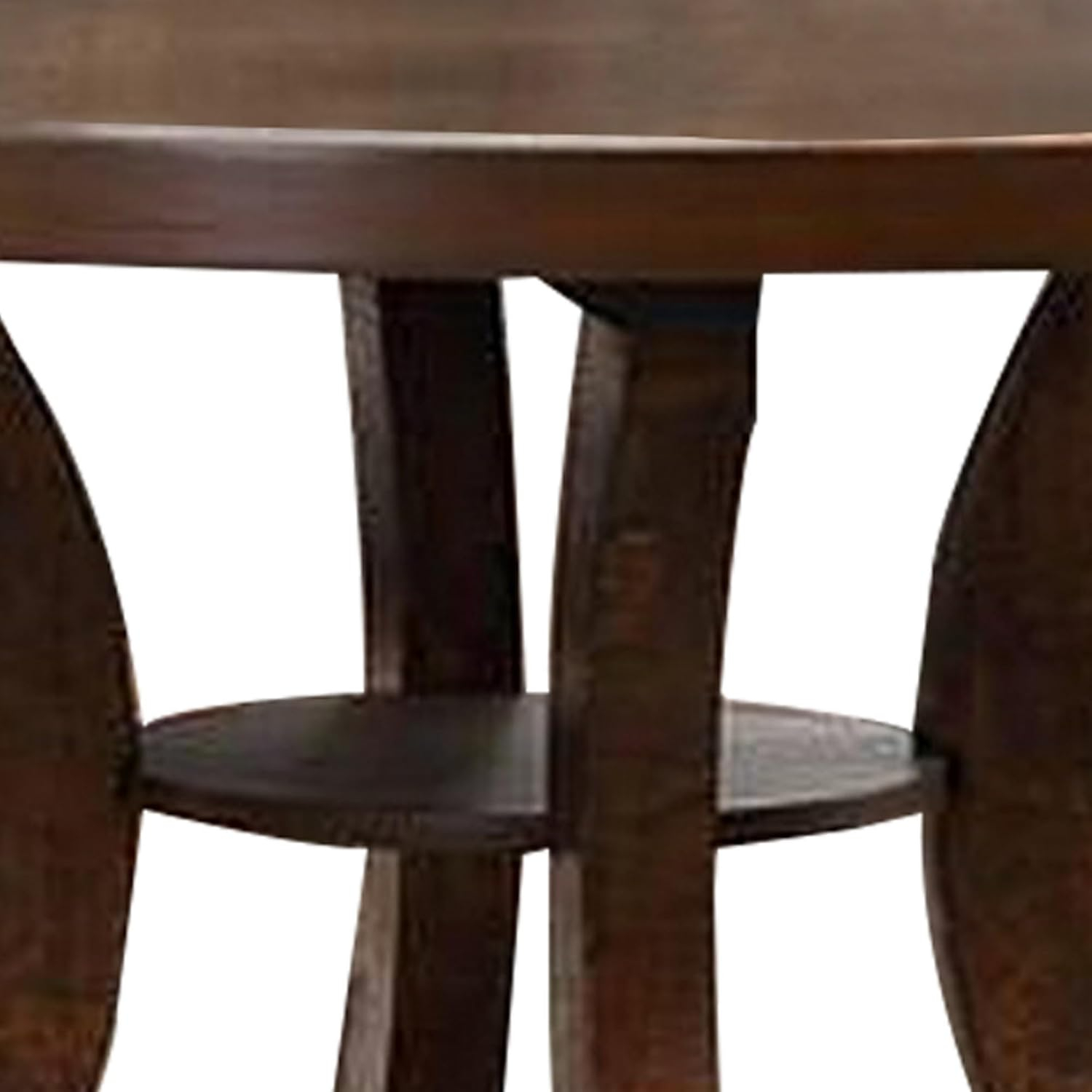 Benjara Neci 54 Inch Round Dining Table, Classic Pedestal, Painted Distressed Brown
