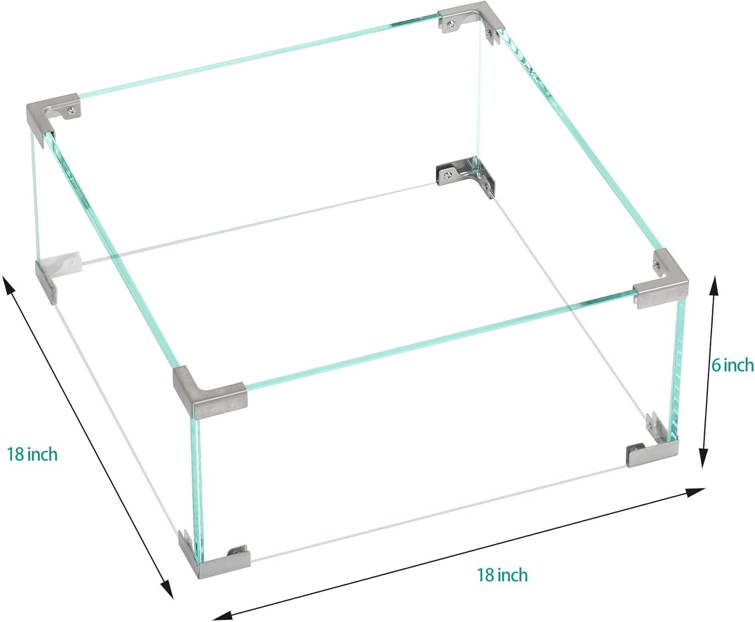 BALI OUTDOORS Fire Pit Wind Guard Fence 18"x 18"x 6" Square Fire Pit Screen Clear Tempered Glass Flame Guard for Propane Fire Pit, Outdoor Fire Column