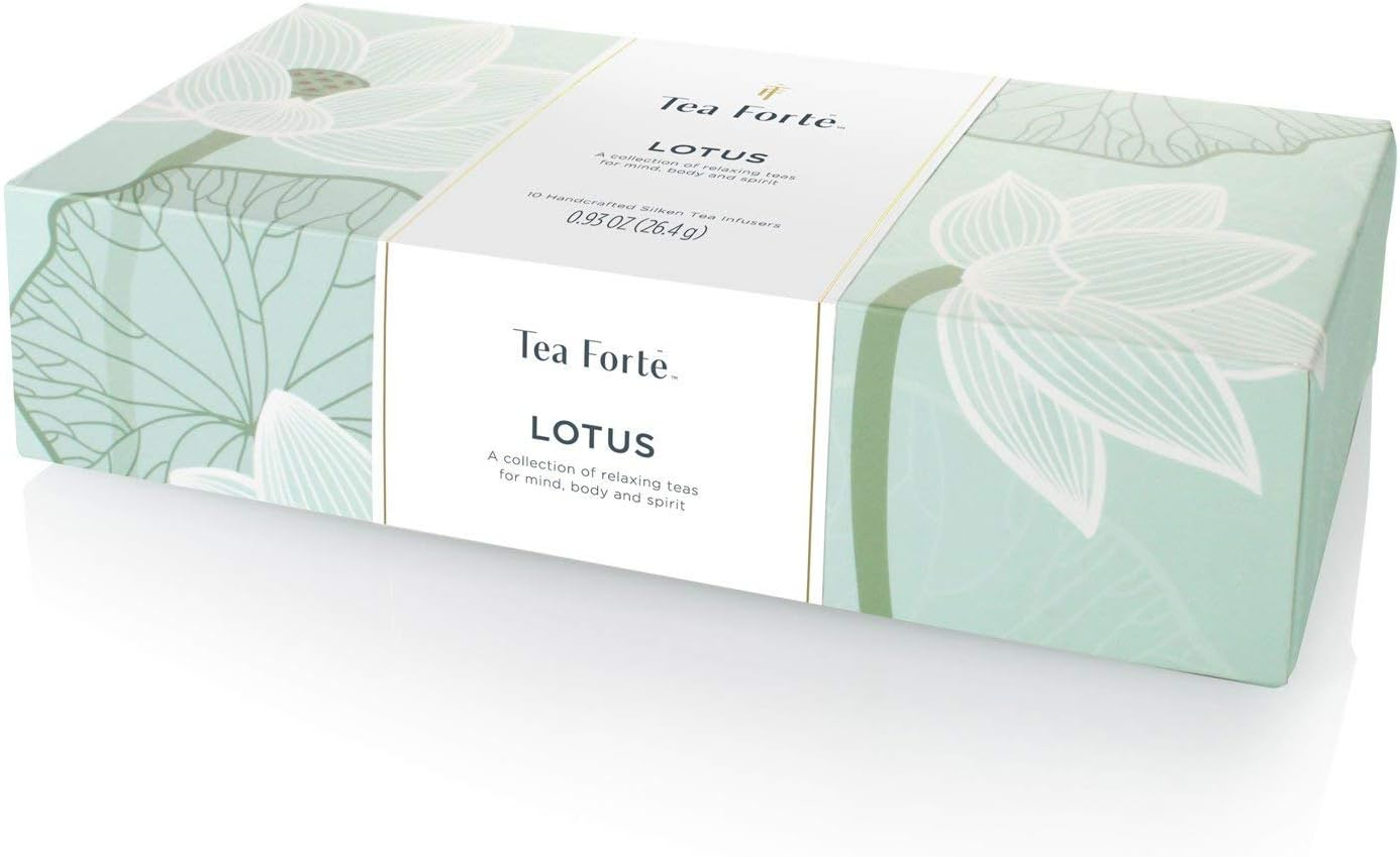 Tea Forte Lotus 10 Handcrafted Pyramid Tea Infusers Box Presentation