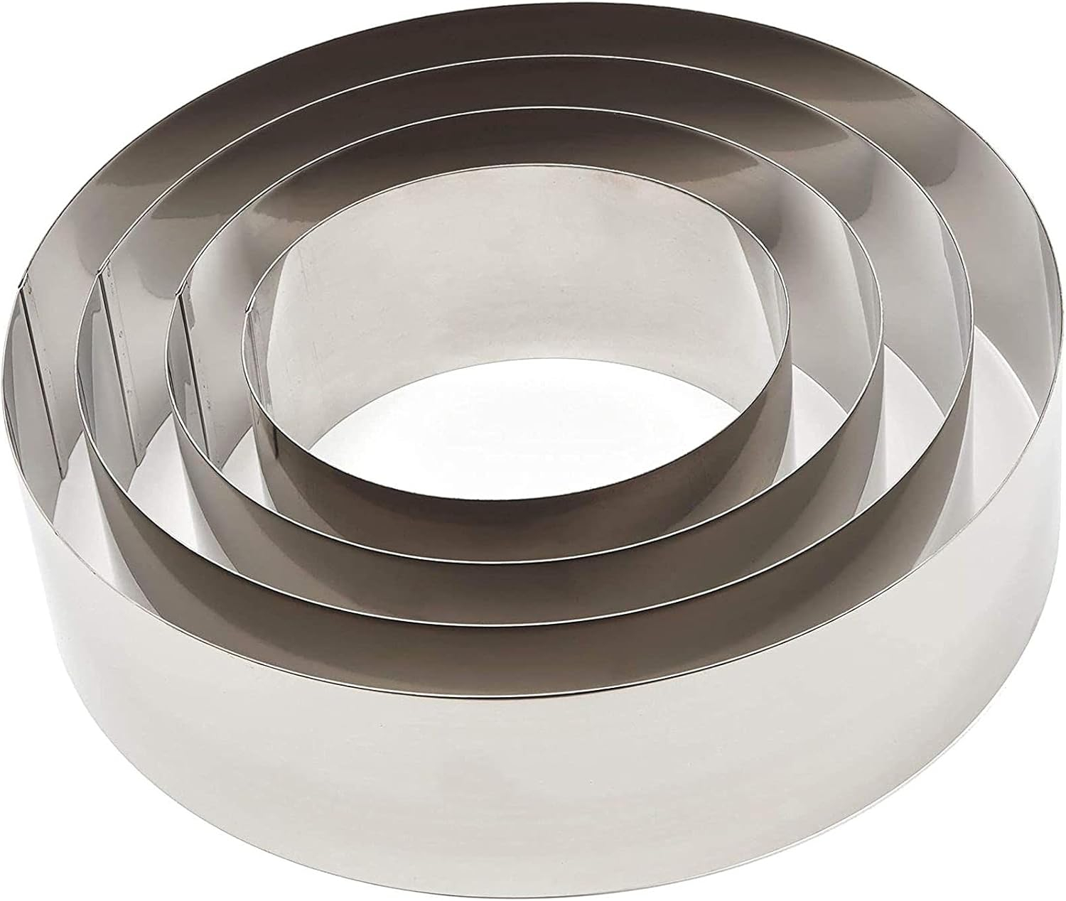 4 Piece Cake Rings for Baking Set, Stainless Steel Round Cutters for Cake Molding, Mousse, Pastries (6, 8, 10, 12 Inch)