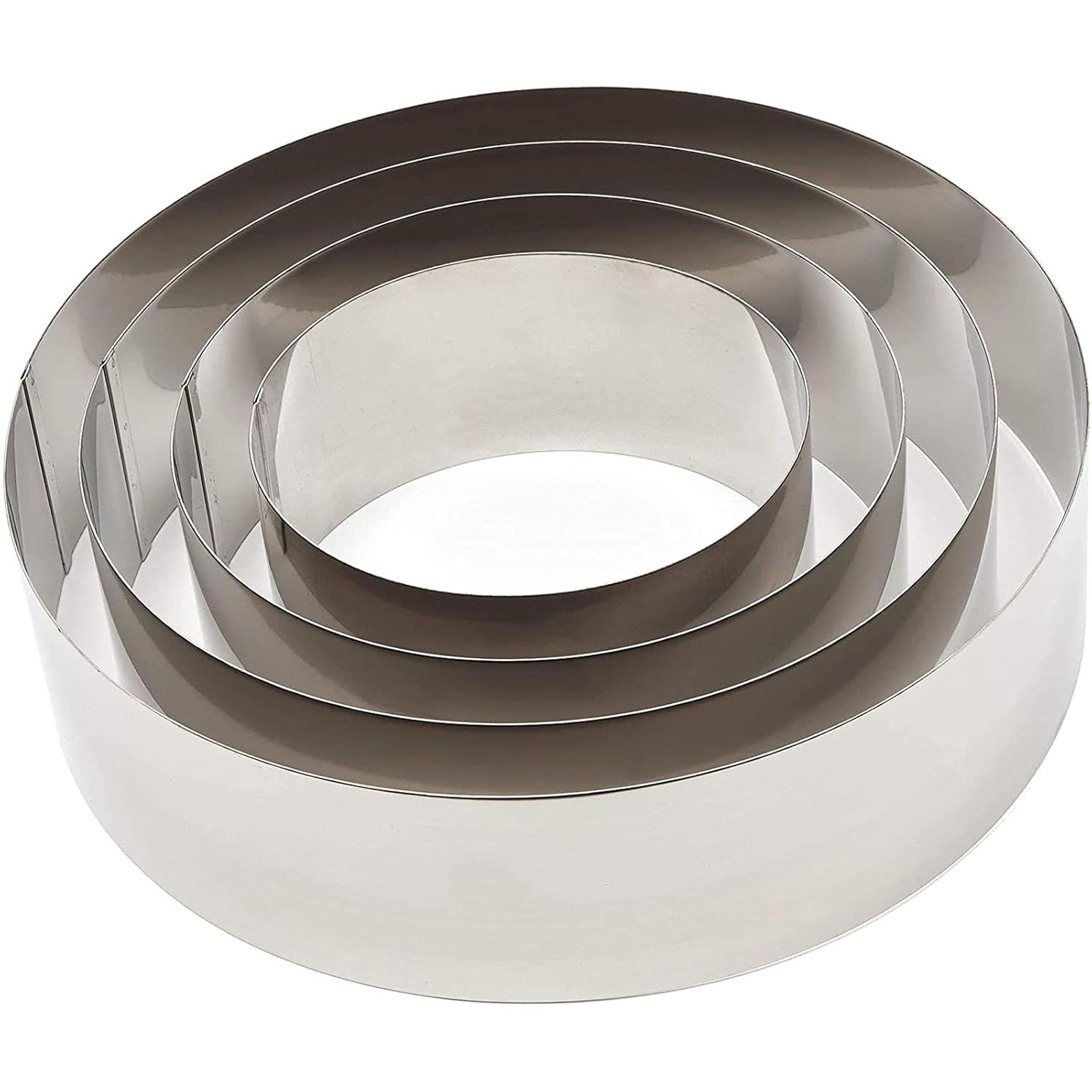 4 Piece Cake Rings for Baking Set, Stainless Steel Round Cutters for Cake Molding, Mousse, Pastries (6, 8, 10, 12 Inch)