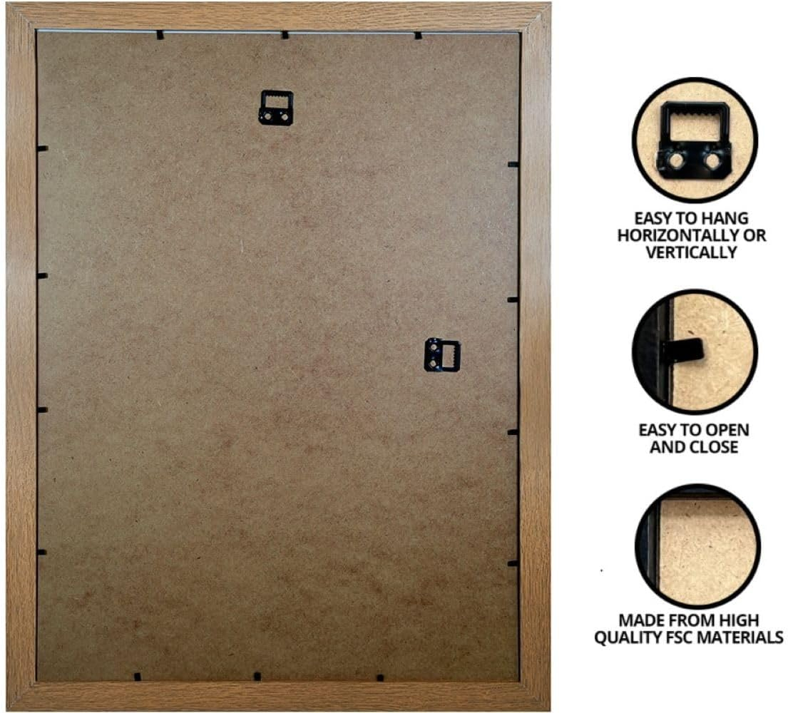 GB Eye 20.5x15 Frame, FSC Oak Wood Poster Frame, scratch proof glazing