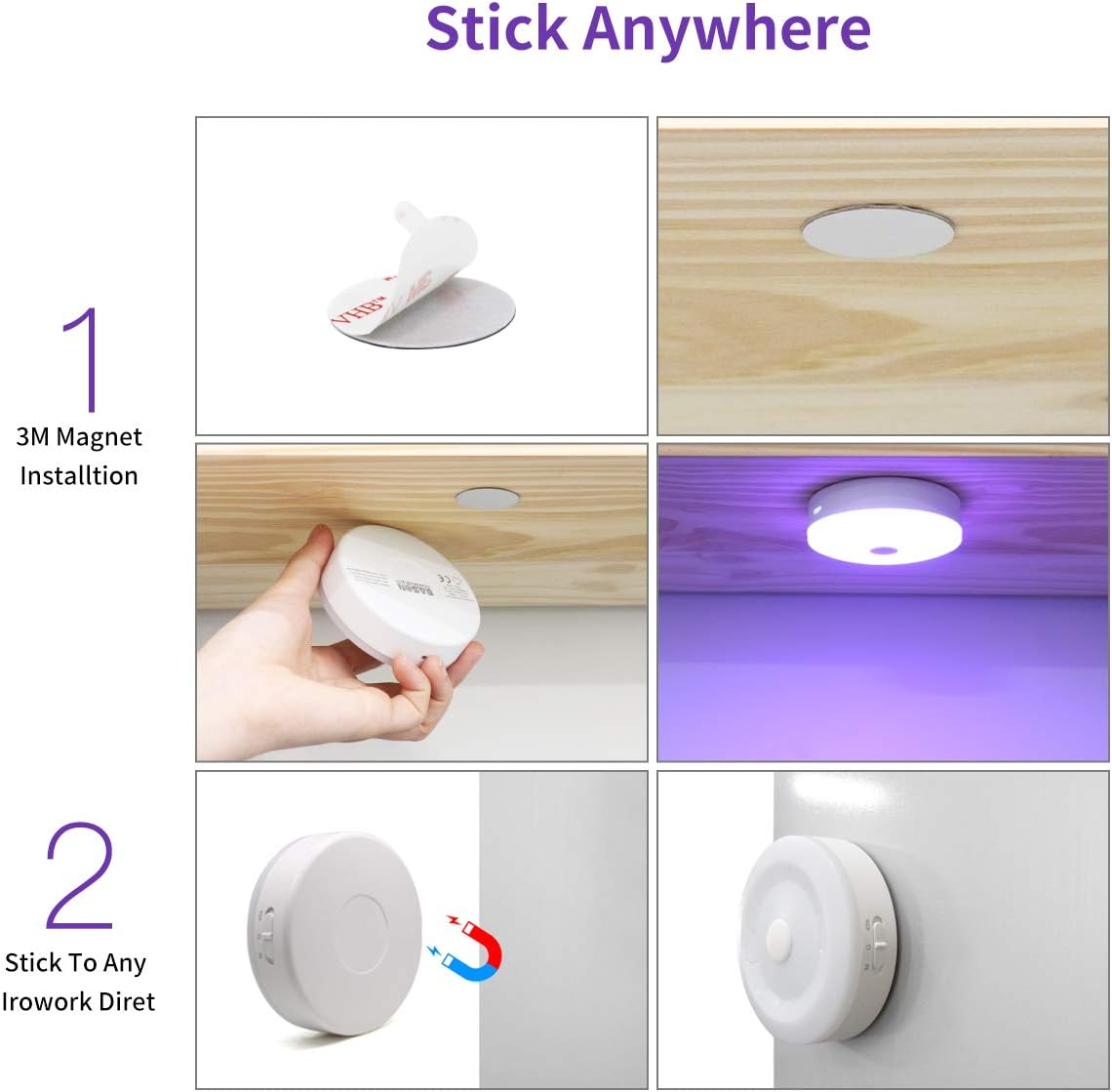 BASON LIGHTING Rechargeable Puck Lights with Remote, Color Changing Lights, Under Cabinet led Lighting, RGB Wireless Light for Kitchen, Closet, Display Case, 2 Pack