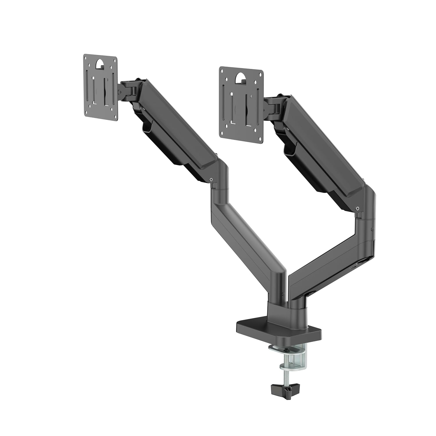 DS-32DMA: Dual Monitor Arm - Full Adjustable Monitor Desk Mount Swivel Vesa Bracket with C Clamp, Grommet Mounting Base up to 32 Inch Computer Screens, Made From Aluminum