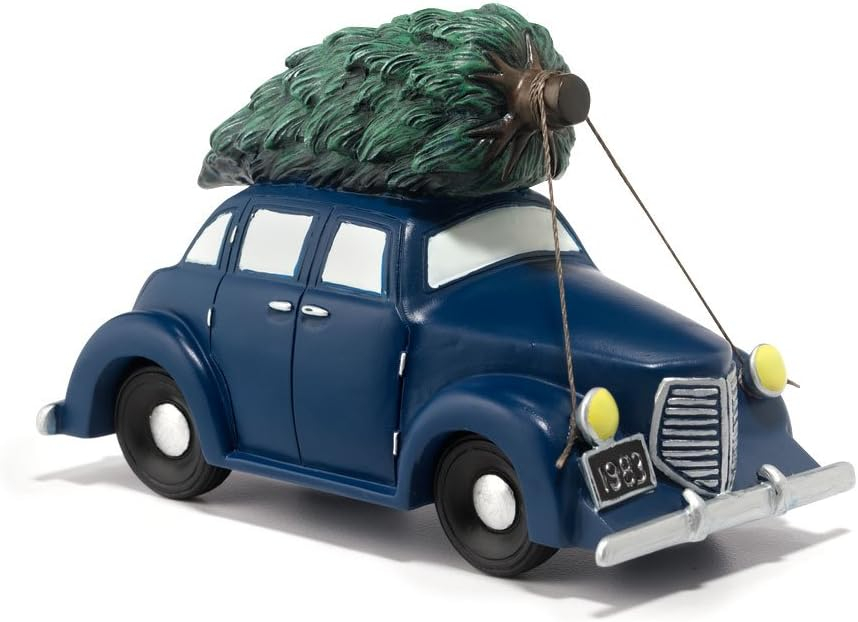 Blue Resin Christmas Tree Car Figurine