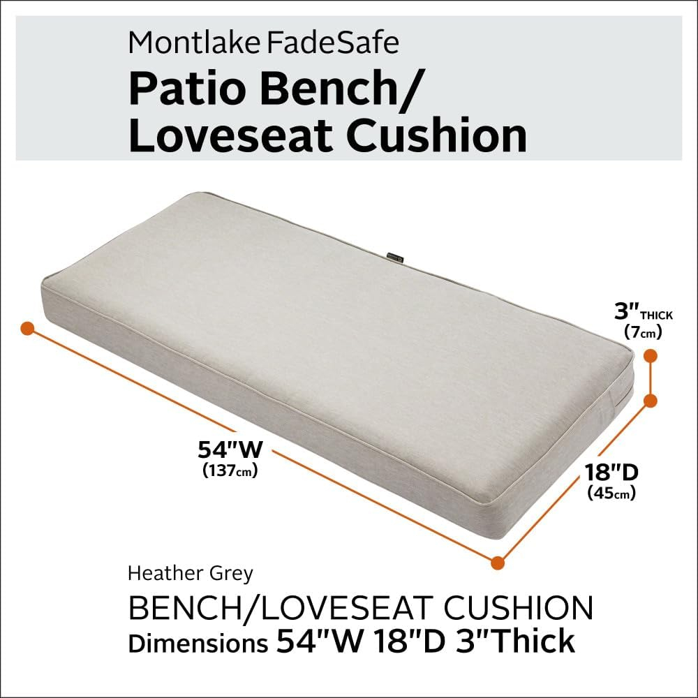 Montlake Heather Grey 54" Water-Resistant Patio Sofa Cushion