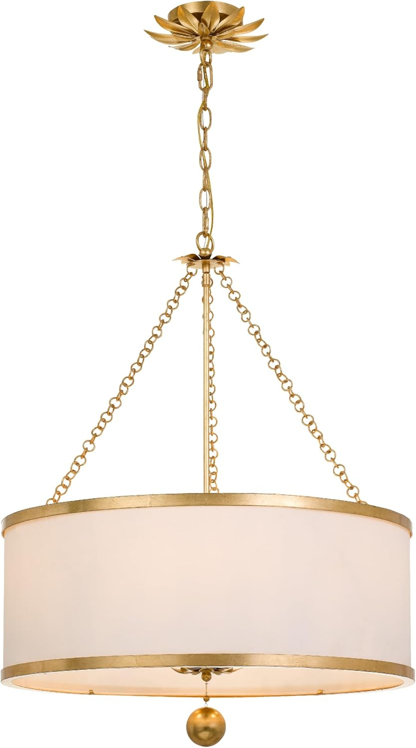 518-GA-Crystorama Lighting-Broche - Six Light Chandelier-Antique Gold Finish    -Traditional Installation