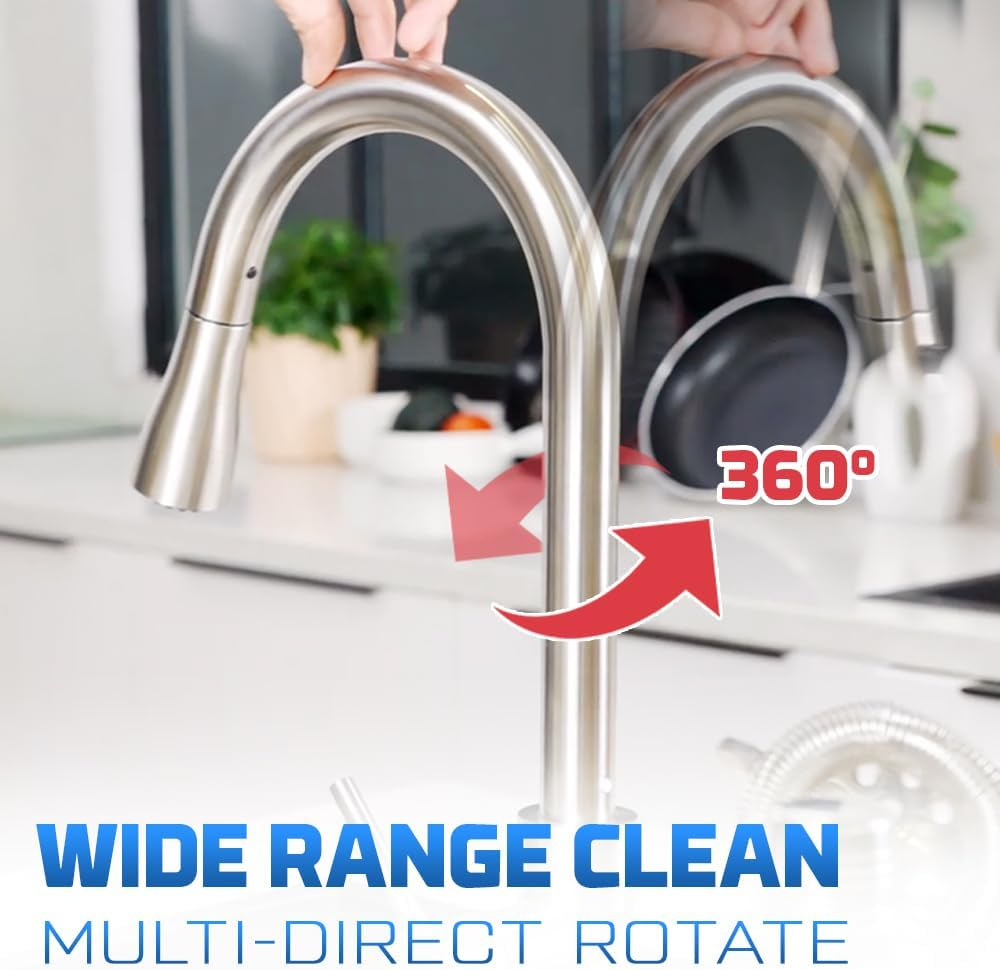 Kitchen Faucets Brushed Nickel Kitchen Faucet with Pull Down Sprayer High Arc Pull Out Kitchen Faucet Stainless Steel Kitchen Sink Faucets 1 or 3 Hole for Farmhouse Laundry Rv Bar Camper Home