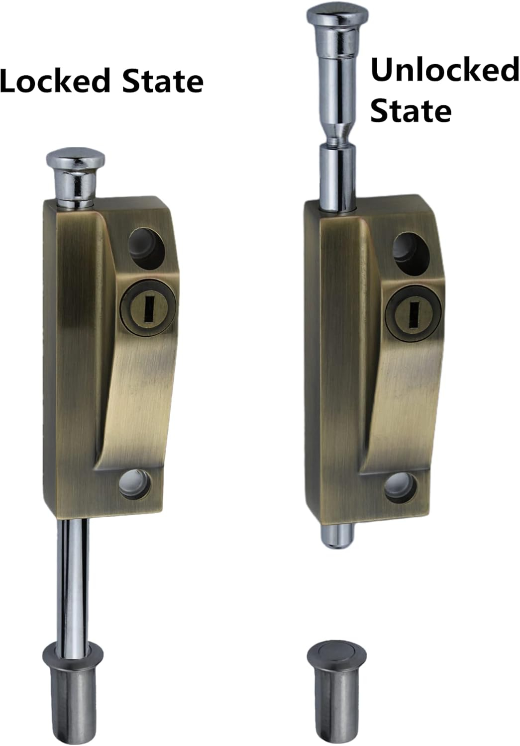 Spring Loaded Latch pin Heavy Duty Sliding Bolt Marine Grade 2025 Update,Barrel Bolt Thickened Vertical Latch Door Lock Cane Bolts for Gates Garage barn Double Door (Bronze Retro)