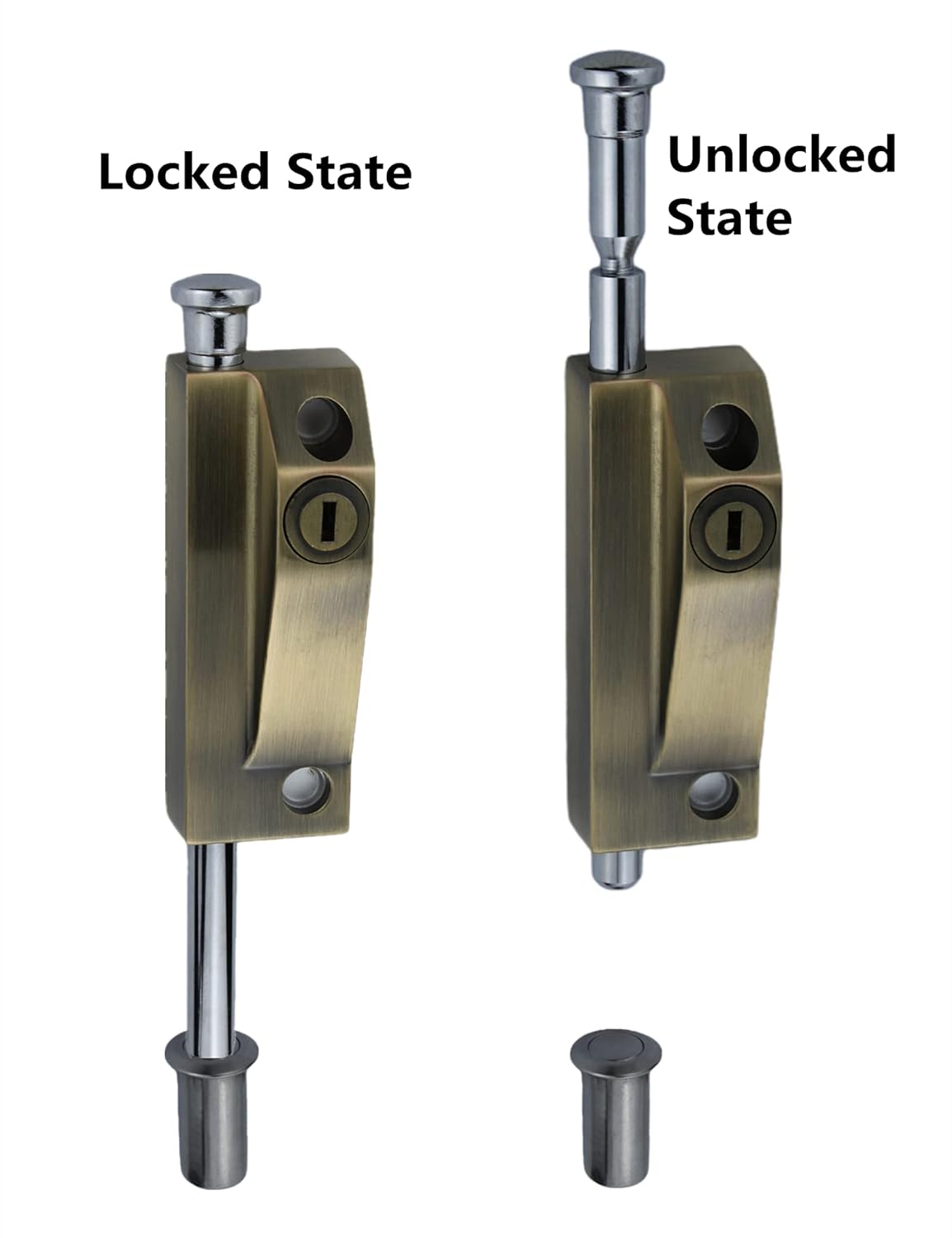Spring Loaded Latch pin Heavy Duty Sliding Bolt Marine Grade 2025 Update,Barrel Bolt Thickened Vertical Latch Door Lock Cane Bolts for Gates Garage barn Double Door (Bronze Retro)