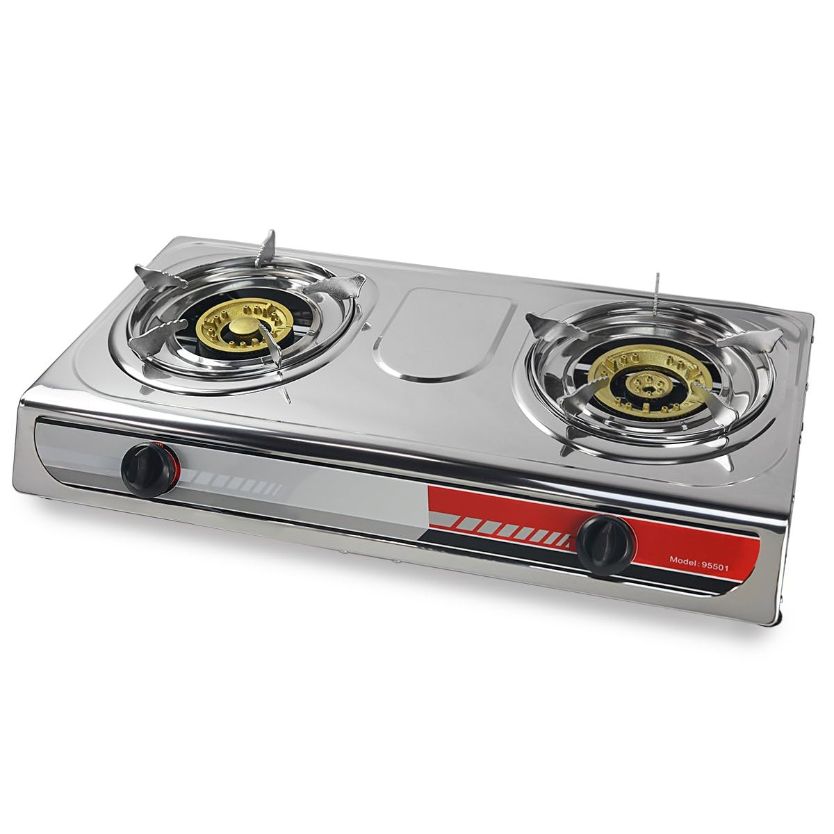 XtremepowerUS 2 Burner Propane Stove With Stand, Portable Stainless Steel Auto Ignition Gas Cooktop, Included Gas Pressure Regulator, Suitable For Backyard Patio Cooking Home Brewing, Canning