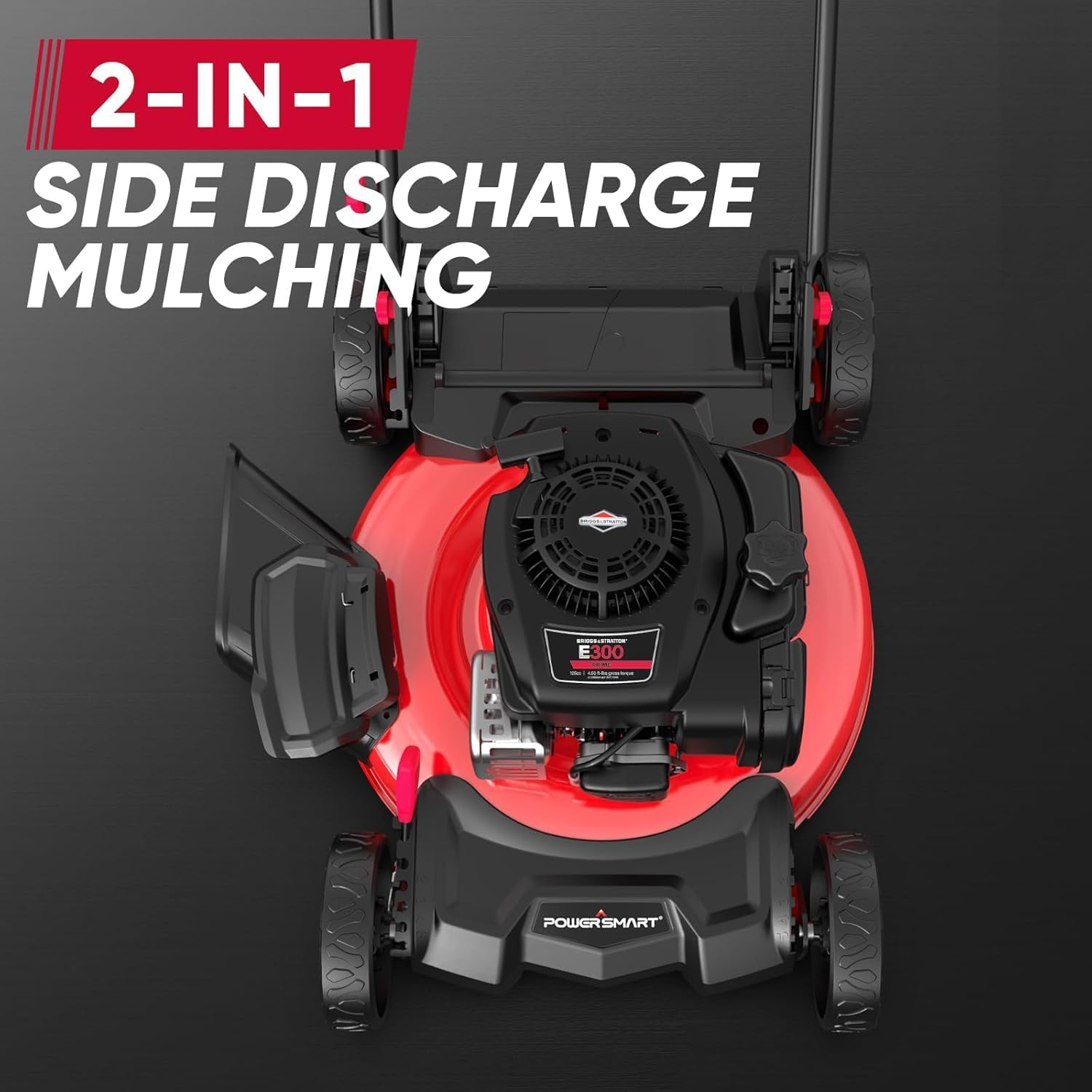 Red 21-Inch Gas Powered Rotary Lawn Mower with 125CC Engine