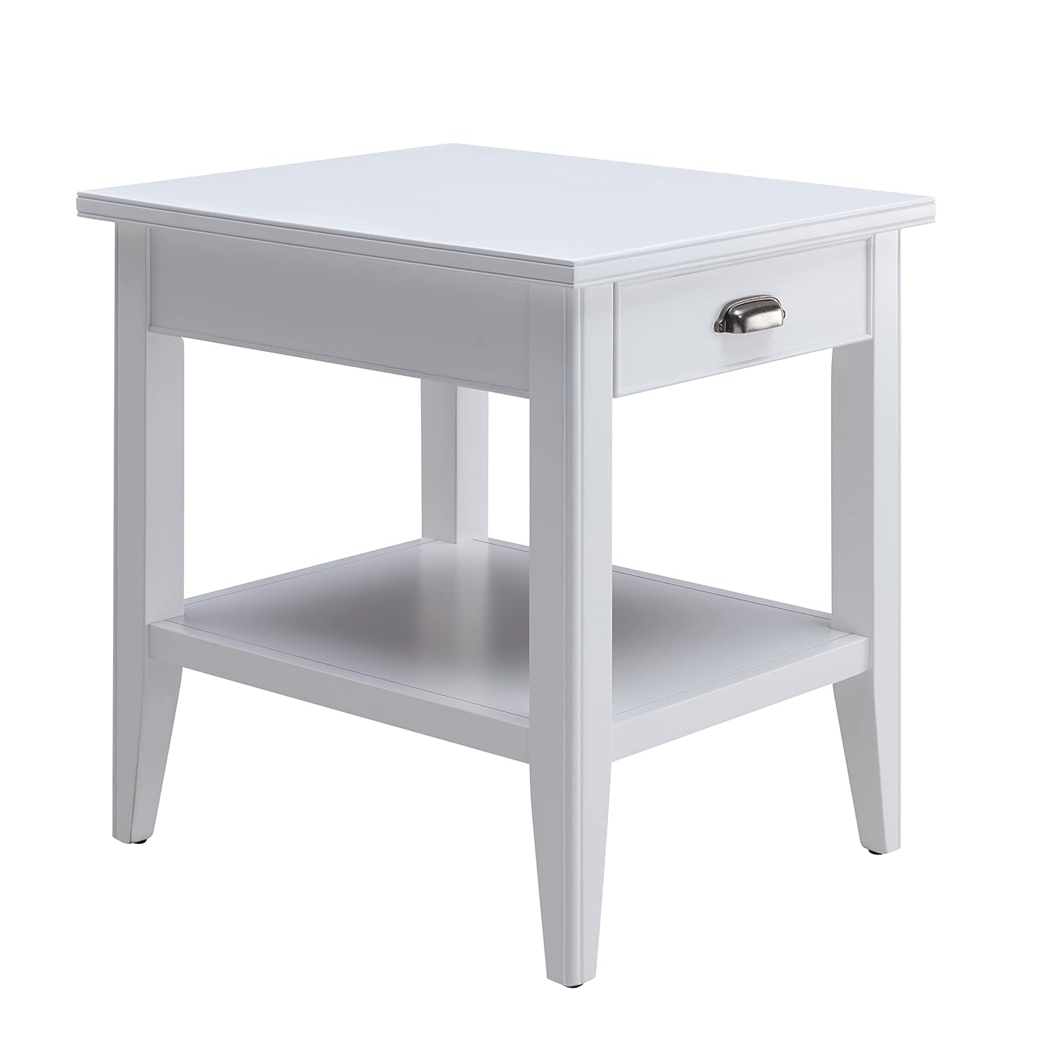 Leick Home 10507-WT Laurent End Table with Drawer and Display Shelf-White
