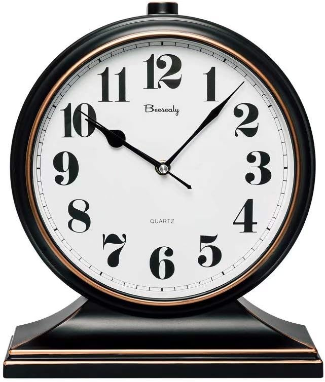 Table Clock-Modern Table Clock Silent-Non-Ticking 10-inch dial, Clear and Easy to Read, Used for Living Room, Bedroom Decoration