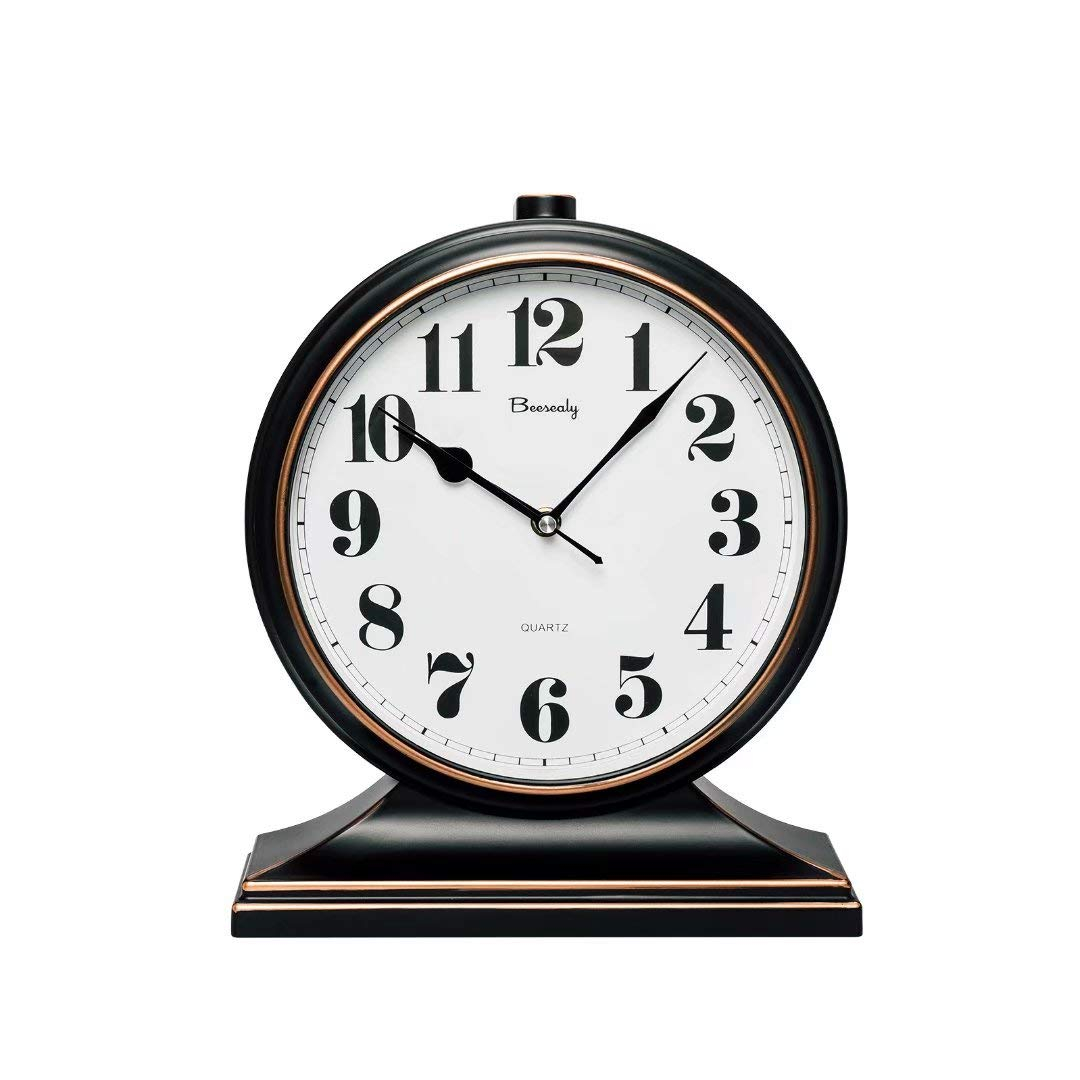 Table Clock-Modern Table Clock Silent-Non-Ticking 10-inch dial, Clear and Easy to Read, Used for Living Room, Bedroom Decoration