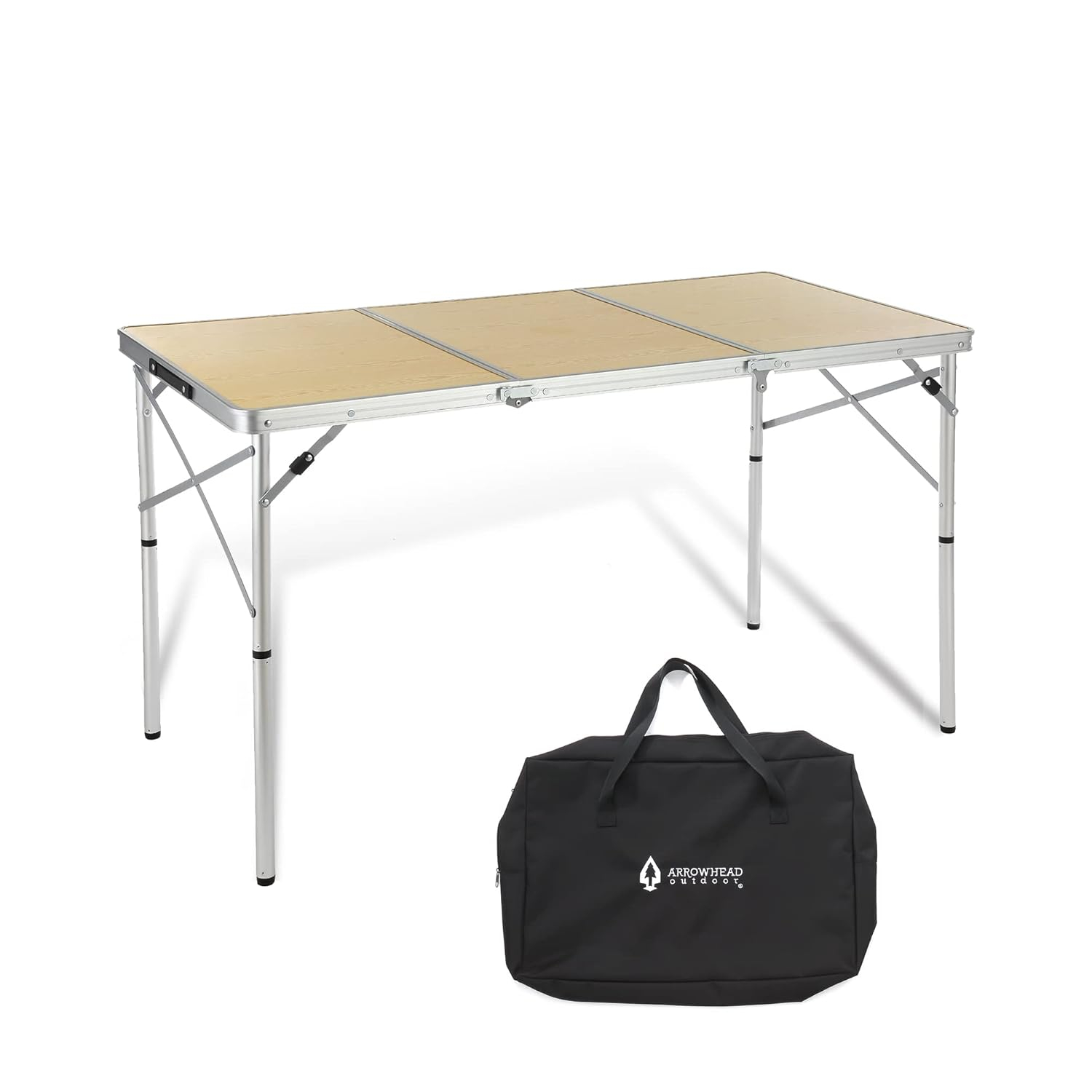 White Oak Aluminum Frame Folding Camping Table with Carrying Case
