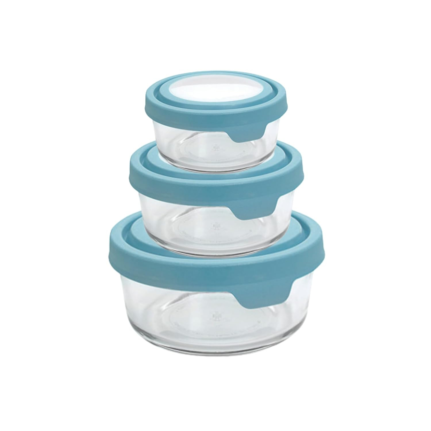 Anchor Hocking TrueSeal 6 Piece Round Glass Food Storage Set with Mineral Blue Lids, Mineral Blue