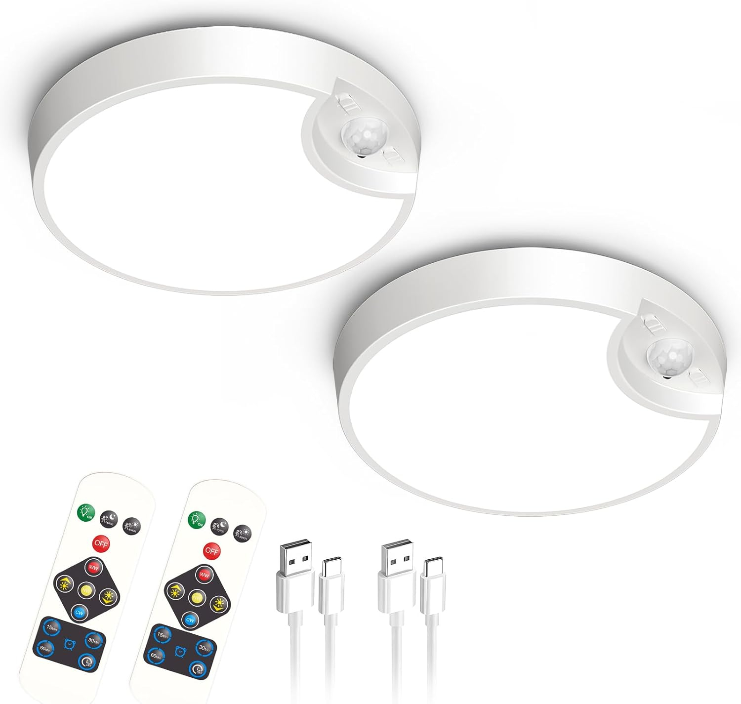 Battery Powered Motion Sensor Ceiling Light with Remote - 7.5inch Battery Ceiling Light for Closet, Shower, Stair, Hallway, ect