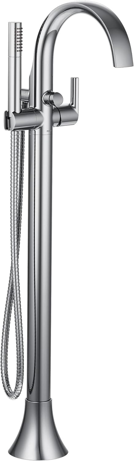 Moen Doux Single Handle Floor Mounted Freestanding Tub Filler with Handshower