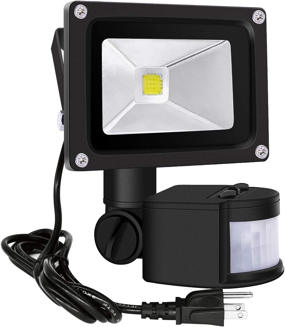 Motion Sensor Flood Lights Outdoor - 10W Induction LED Lamp IP65 Waterproof Spotlight 6500K LED Sensor High Energy Efficiency Durable Materials Daylight White -