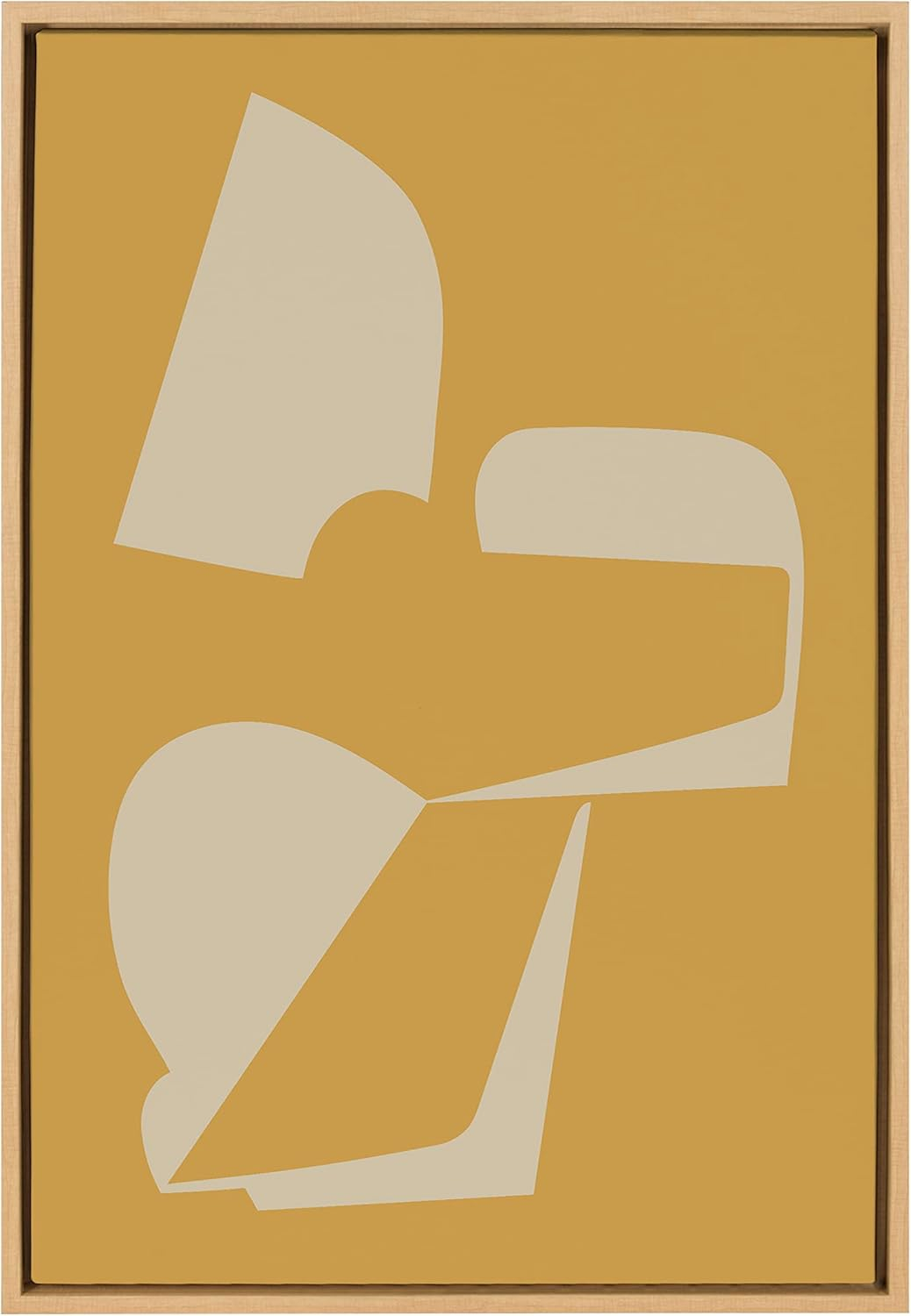 Kate and Laurel Sylvie Eye Catching Sleek Abstract 3 Yellow and Tan Framed Canvas Wall Art by The Creative Bunch Studio, 23x33 Natural, Modern Contemporary Art for Wall