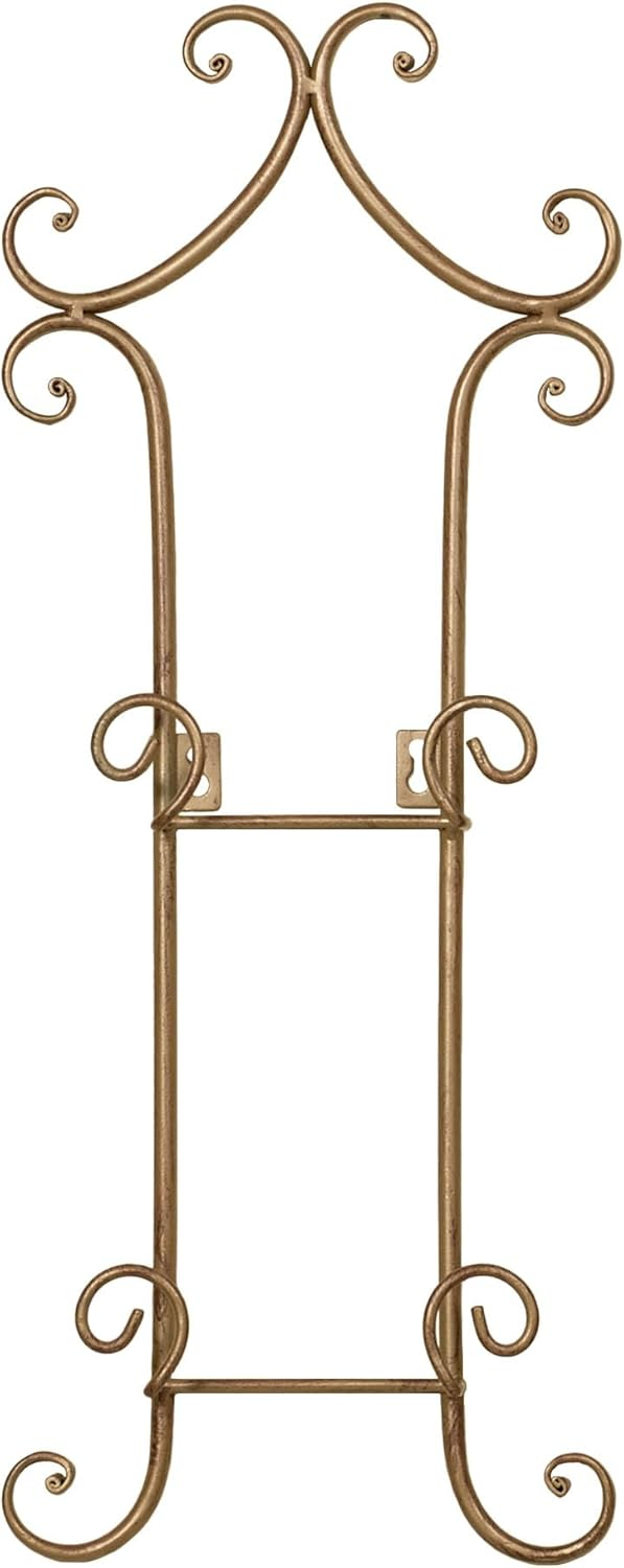 Touch of Class Regalla Petite Plate Rack - Vertical Plate Display - Hanging Plate Rack - For 6-8" dia. Plates - Satin Gold Finish - Four-plate is 38 inches - Hardware Included