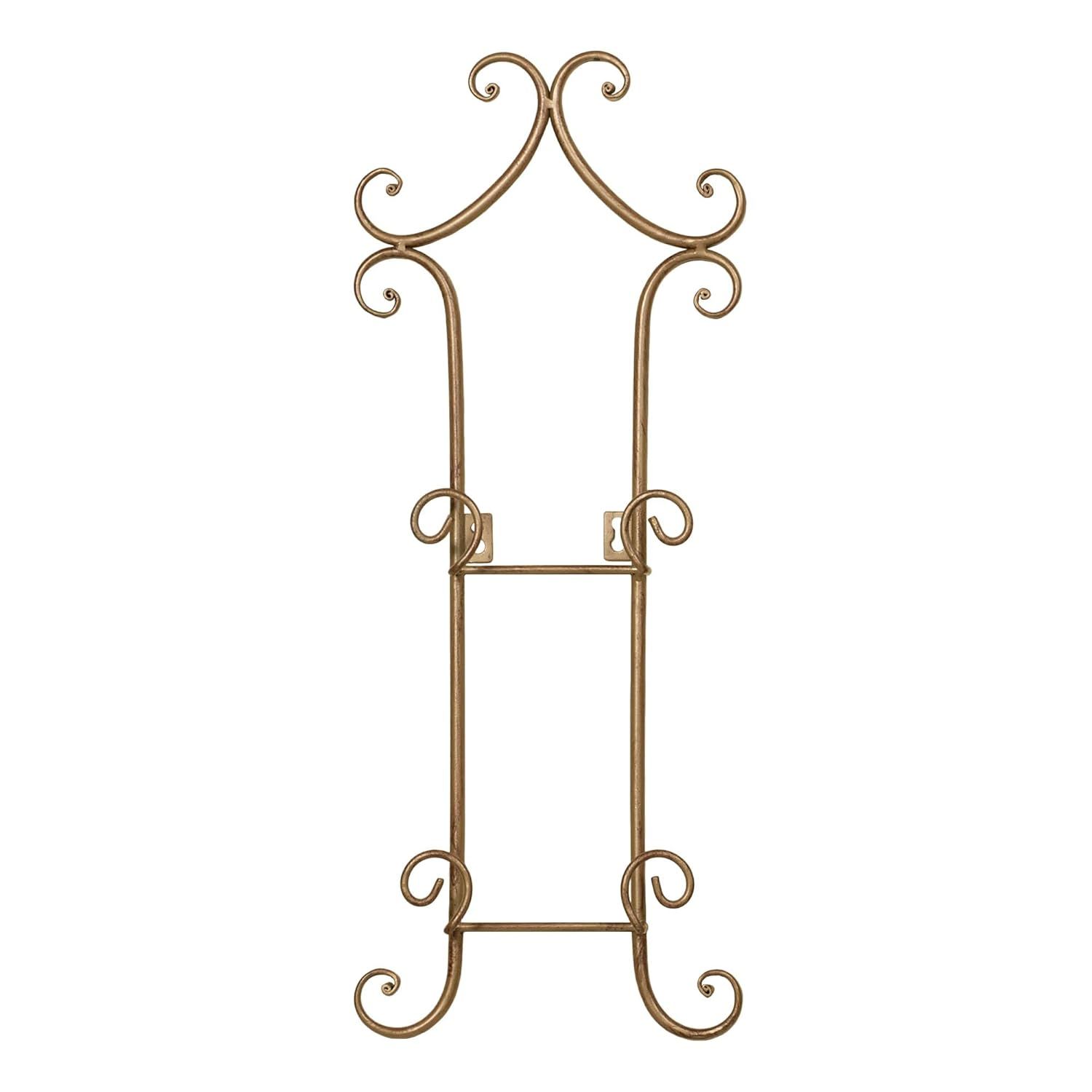 Touch of Class Regalla Petite Plate Rack - Vertical Plate Display - Hanging Plate Rack - For 6-8" dia. Plates - Satin Gold Finish - Four-plate is 38 inches - Hardware Included