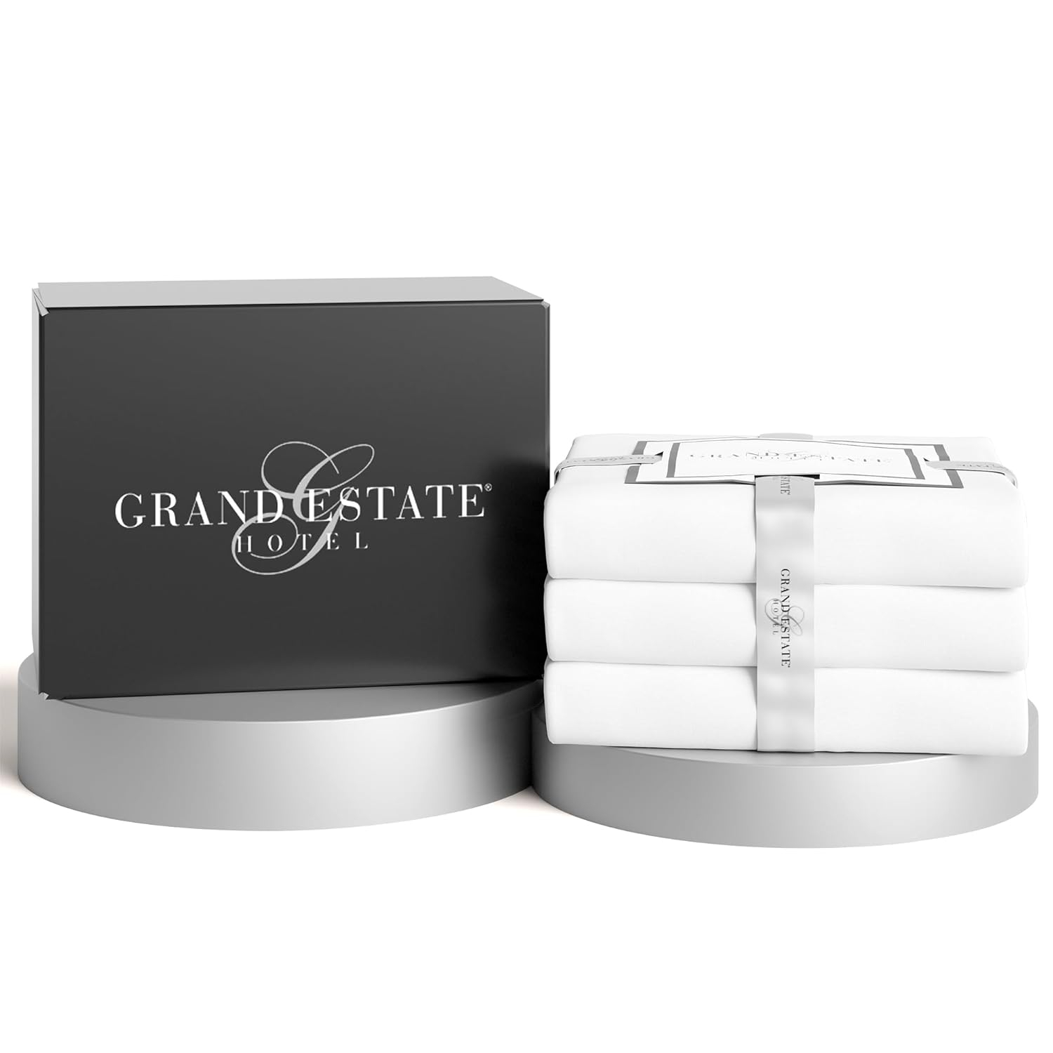 Twin Flat Sheets Bulk Pack- 6 Pcs Cotton Rich White Sheets for Hotels, Spa, Salon, Hospitals, Dorms, Air Bnb by Grand Estate Hotel