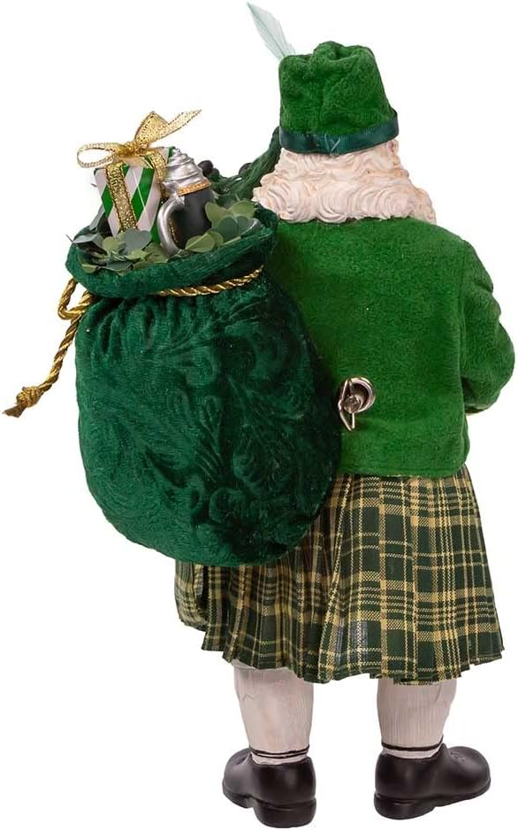 Kurt Adler 10.5-Inch Fabriché Musical Irish Bagpiper Santa