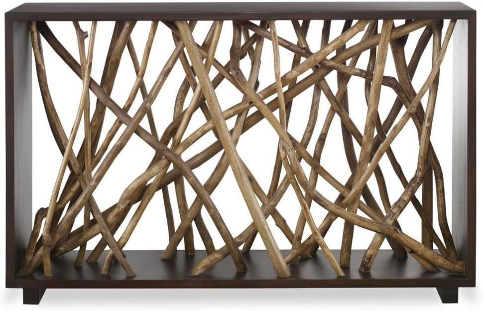 Teak and Mahogany Modern Hallway Console Table