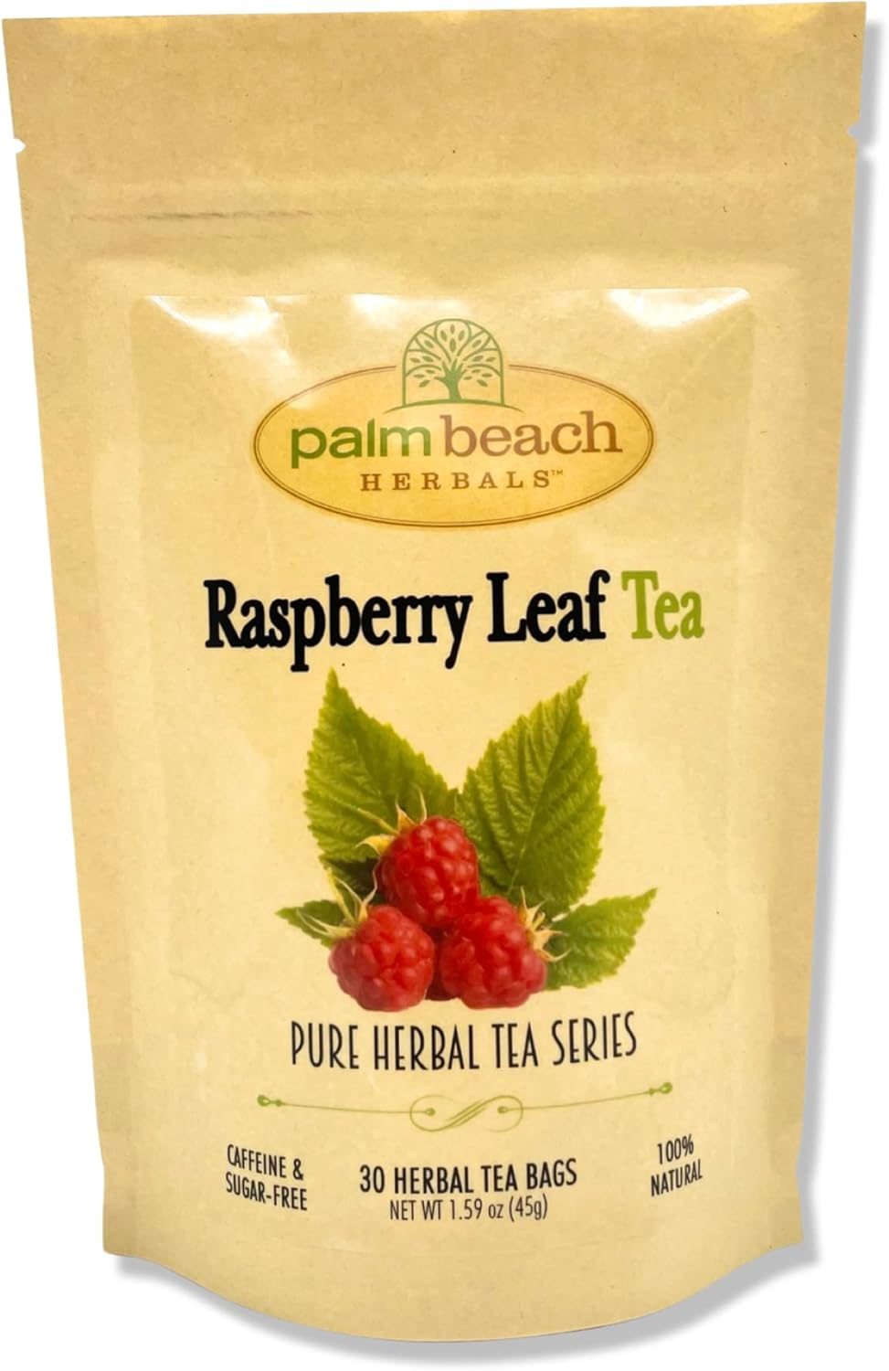 Palm Beach Herbals Raspberry Leaf Herbal Tea Bags, 30 Count