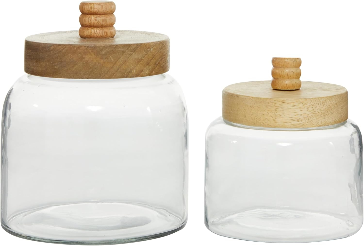 DecMode 5" x 6" Clear Glass Canisters with Wood Lids, 2-Pieces