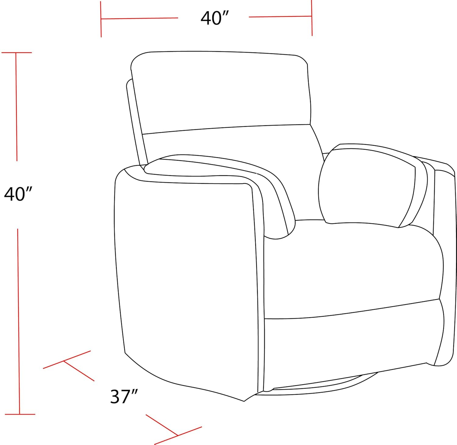 White Contemporary Swivel Recliner with Wood Accents