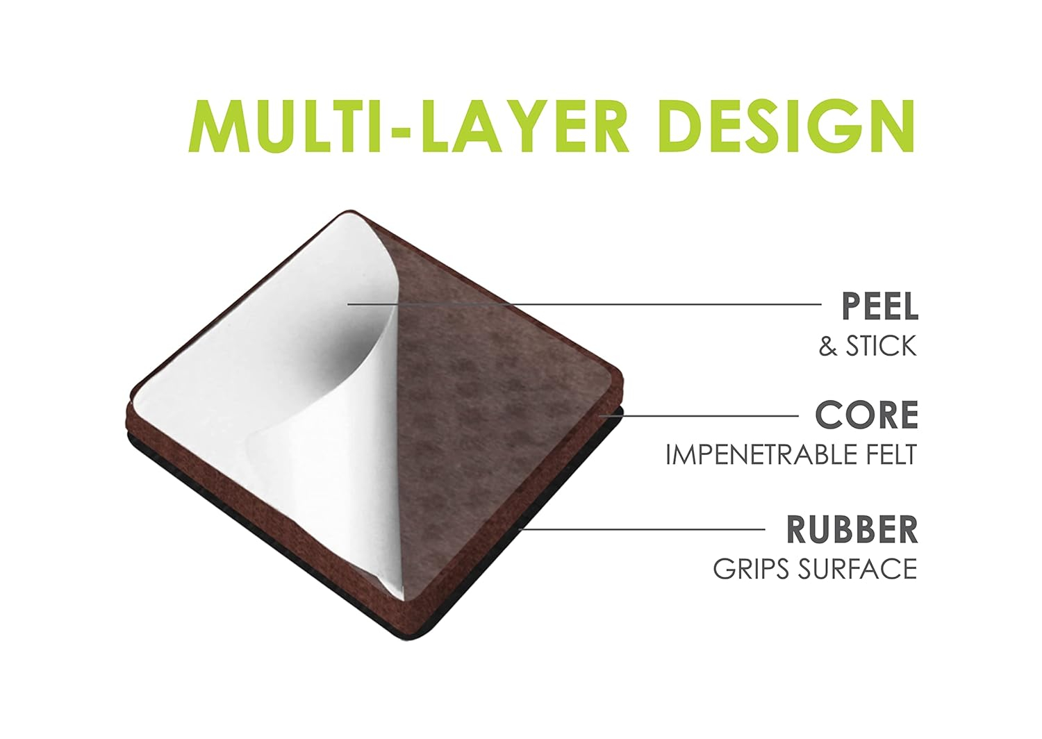 Slipstick GorillaPads CB153-16 Non Slip Furniture Pads/Gripper Feet Floor Protectors (Set of 16) Premium 2 Inch Square Self Adhesive Rubber Stoppers for Furniture Legs, Black, CB153-16