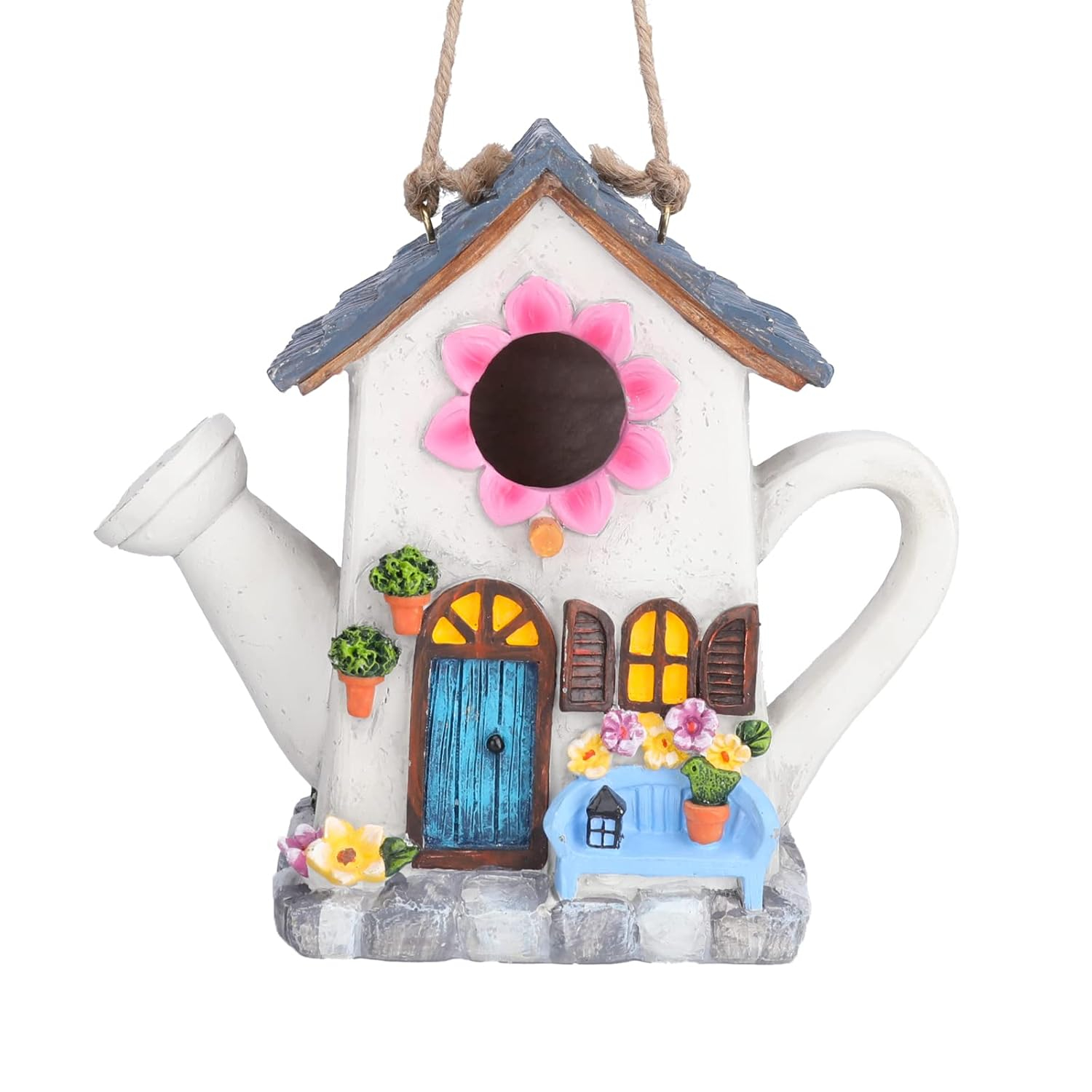 Yinns Bird House, Hanging Birds House for Outside, Wild Birdhouse, Decorative Watering Can Bird House for Home Garden Decor