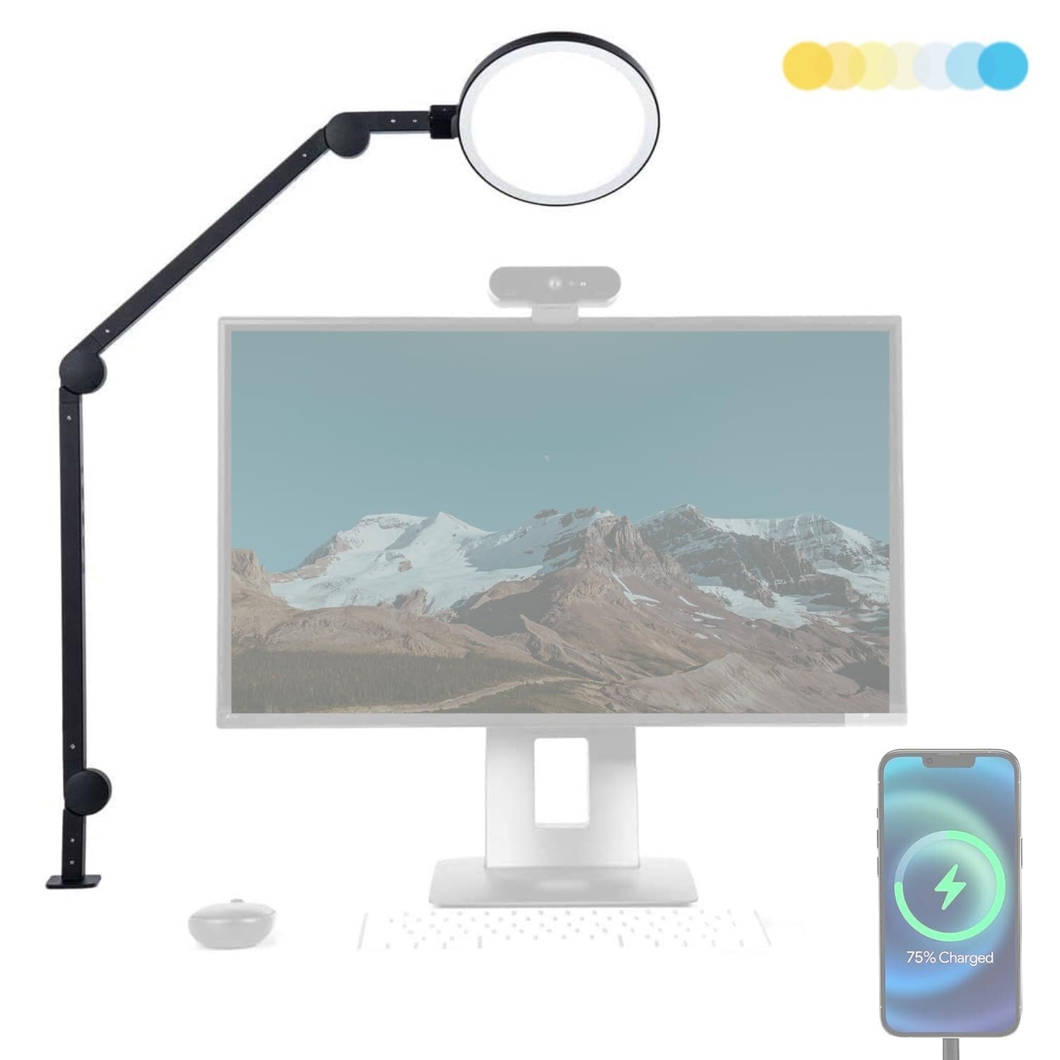 Lume Cube Lume Cube Edge Desk Light with Clamp (Black)