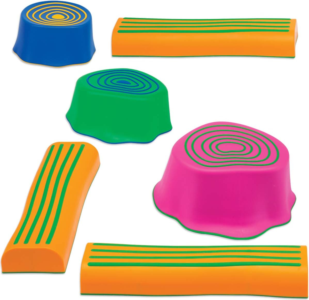edxeducation Step-a-Trail - 6 Piece Backyard Obstacle Course for Kids - Indoor and Outdoor - Build Coordination and Confidence - Physical and Sensory Play